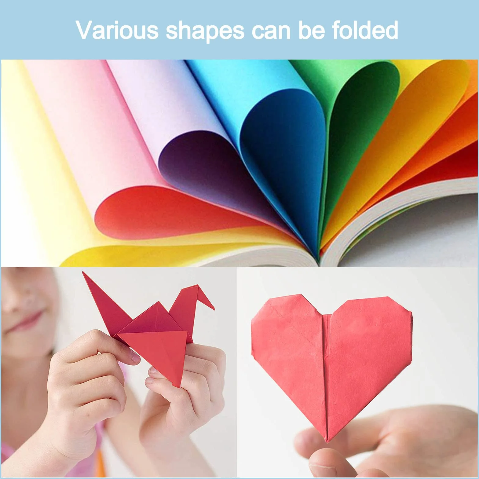 Carta Origami 200 Fogli 15x15 cm 20 Colori Fronte/Retro Kraft Colorata