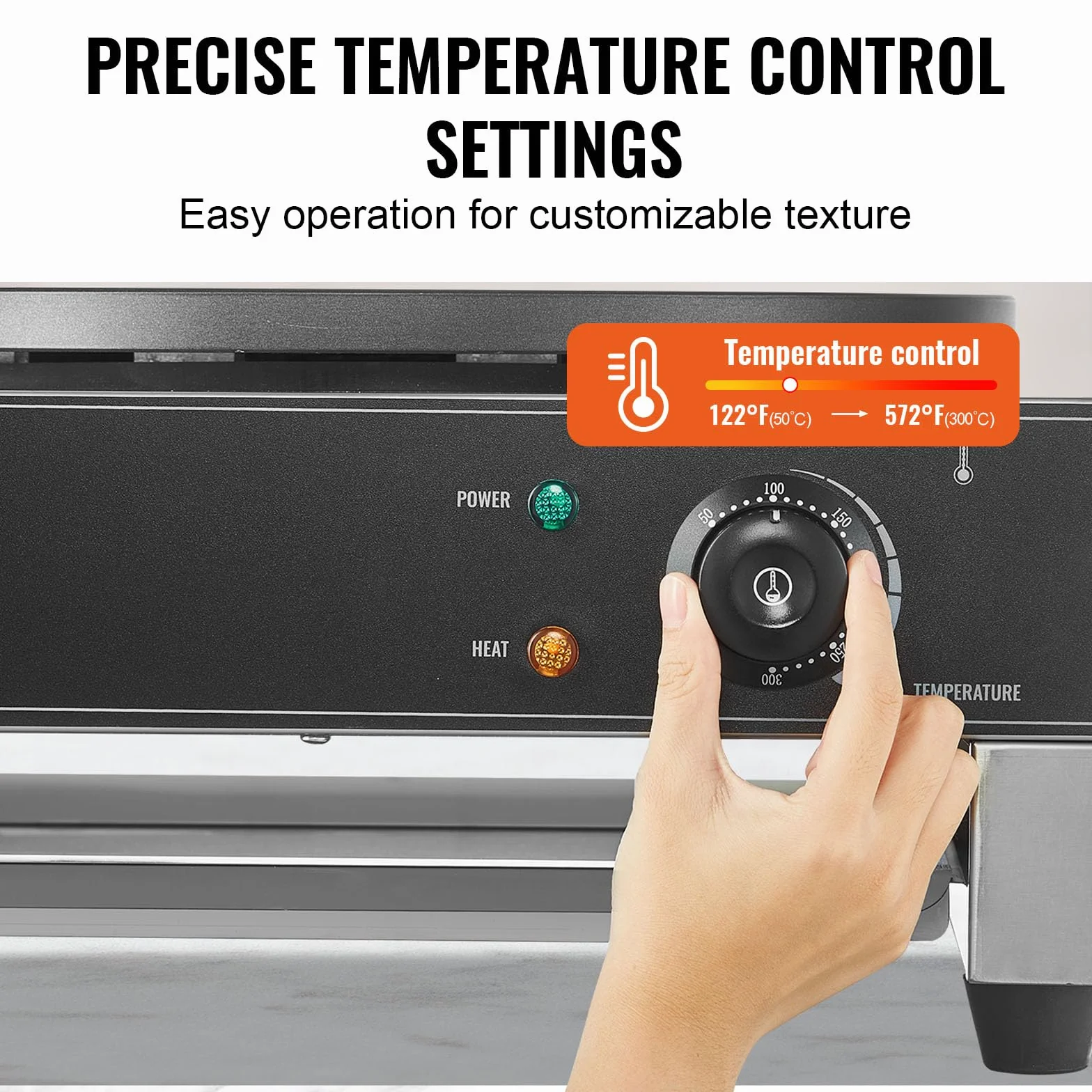 VEVOR Crepiera Elettrica Macchina per Crepes Commerciale 406 mm Piastra Piana 1700 W Acciaio Inox Antiaderente