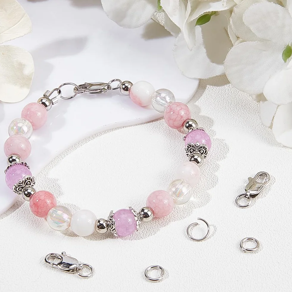 Beebeecraft 1 Scatola 6 Pezzi Chiusure Ad Artiglio di Aragosta Ottone Placcato Platino Collana Bracciale Gioielli Chiusure In Argento con Anelli di Salto per Creazione di Gioielli Collana Bracciale