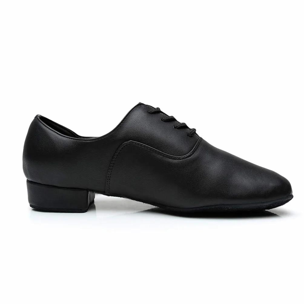 Scarpe da Ballo Uomo Liscio Latino Americano in Pelle Tacco Tango Tip Tap Nere Eleganti Comode Danza Bachata