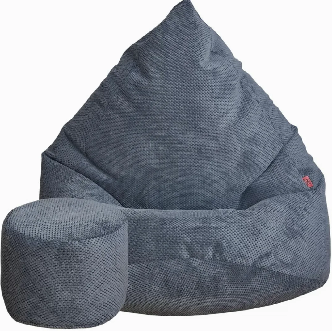 Pouf Poltrona Sacco con Poggiapiedi Grafite 95x95x120 cm - Poltrona Pouf Sacco XXL - Morbido e Confortevole - Bean Bag per Adulti e Bambini - Fodera Lavabile - Mobili per Soggiorno