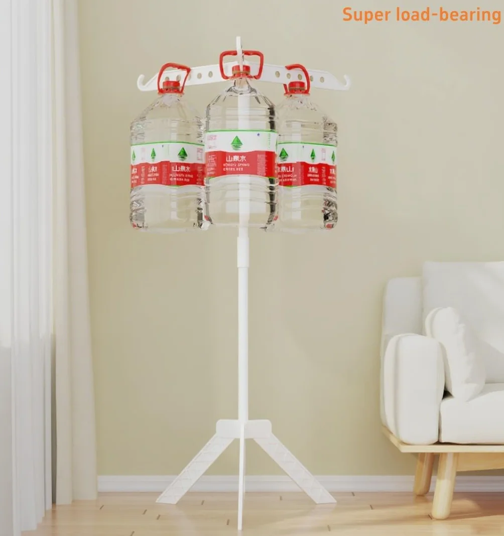Stendibiancheria Da Pavimento, Stendino Pieghevole con 3 Bracci per Hangers, Rotazione a 360° Stendino per Esterno/Interno/Balcone - Bianco