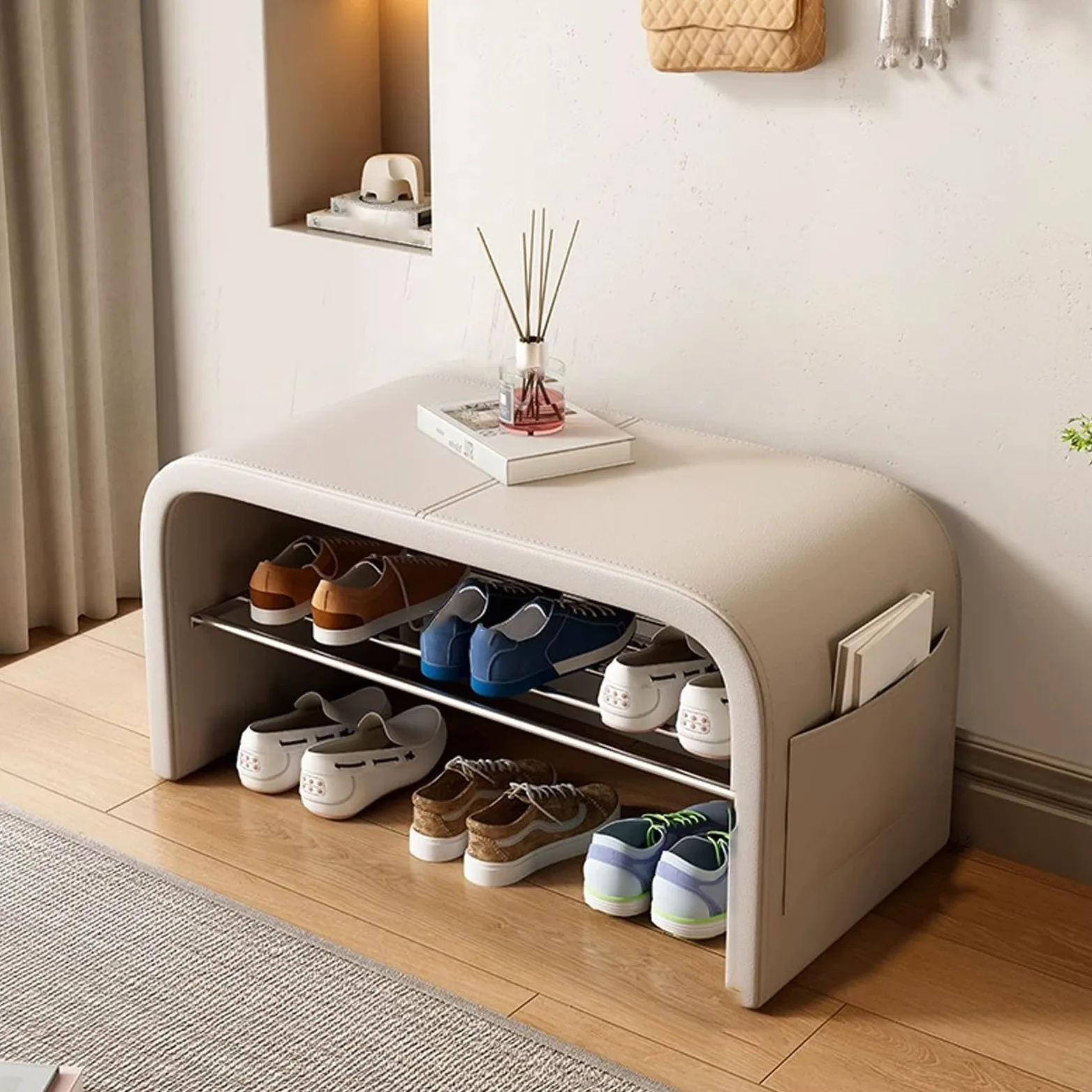 Panca scarpiera corridoi Imbottito, scarpiera camera da letto con seduta, moderno imbottita panca porta scarpe, scarpiera salvaspazio con seduta, panca ingresso al coperto, Adatto soggiorni, foyer.