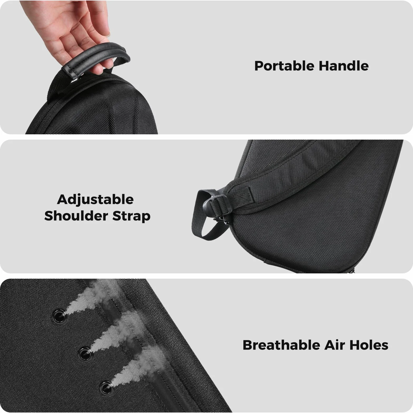 ProCase Porta Cappelli Custodia Rigida da Viaggio per Cappello Baseball, Organizer per Cappelli con Tracolla Regolabile, Nero