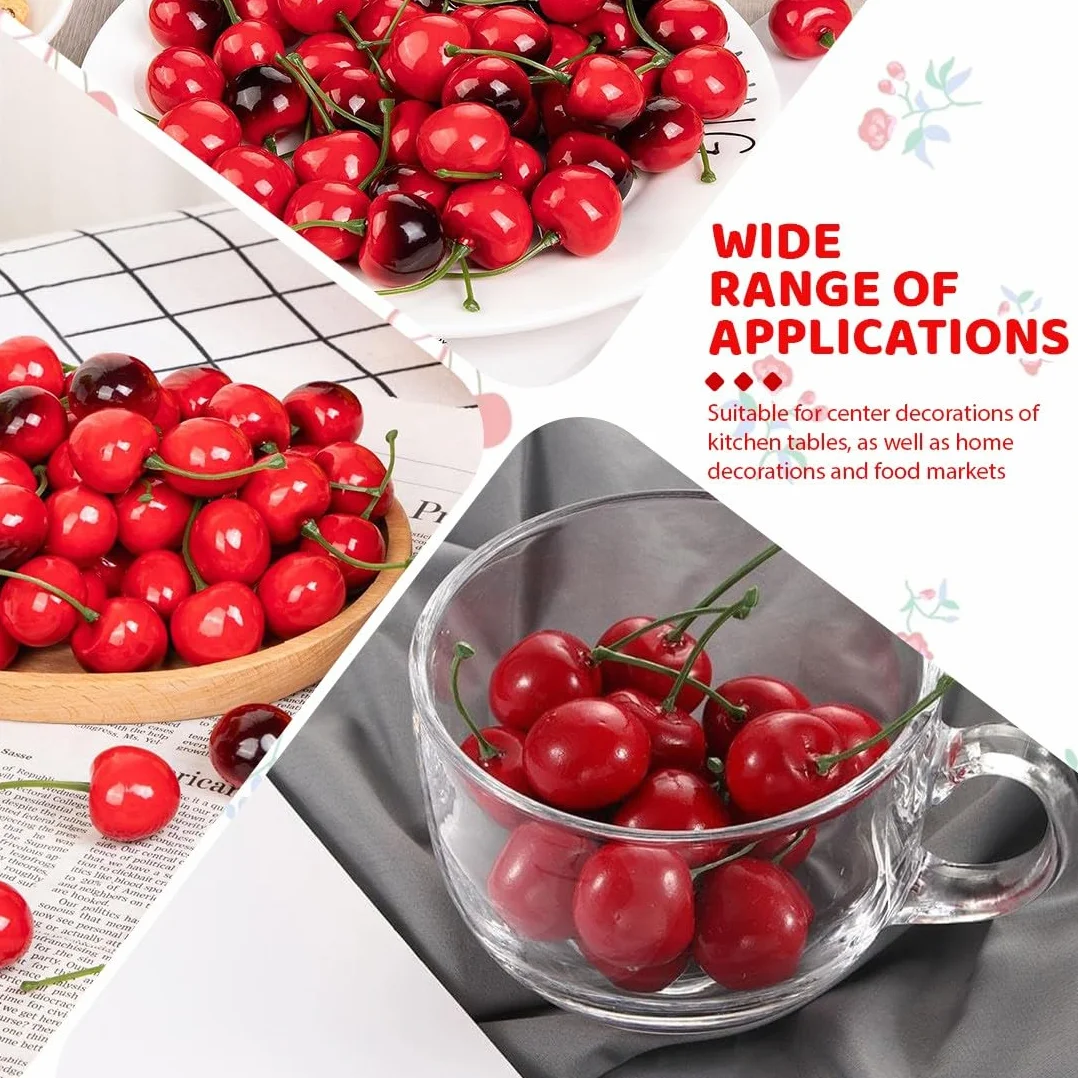 Ciliegie Artificiali Realistiche 30 Pezzi Decorativi Frutta Finta Decorazioni