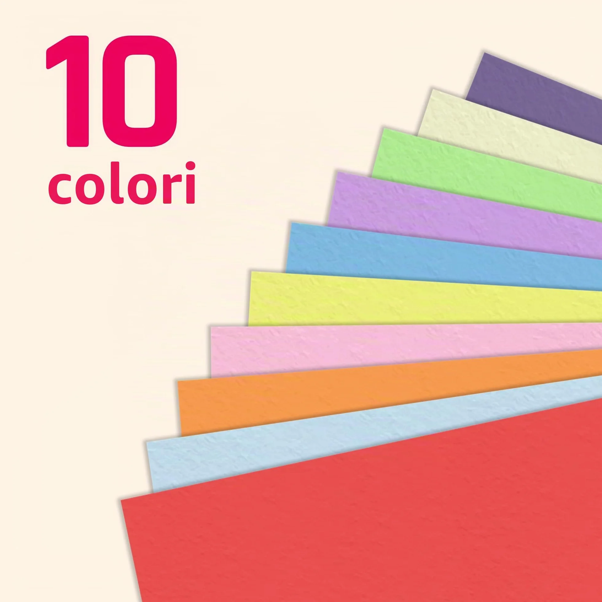 100 fogli, A4 120 g/m² Fogli Colorati Carta Colorata - 10 Colori