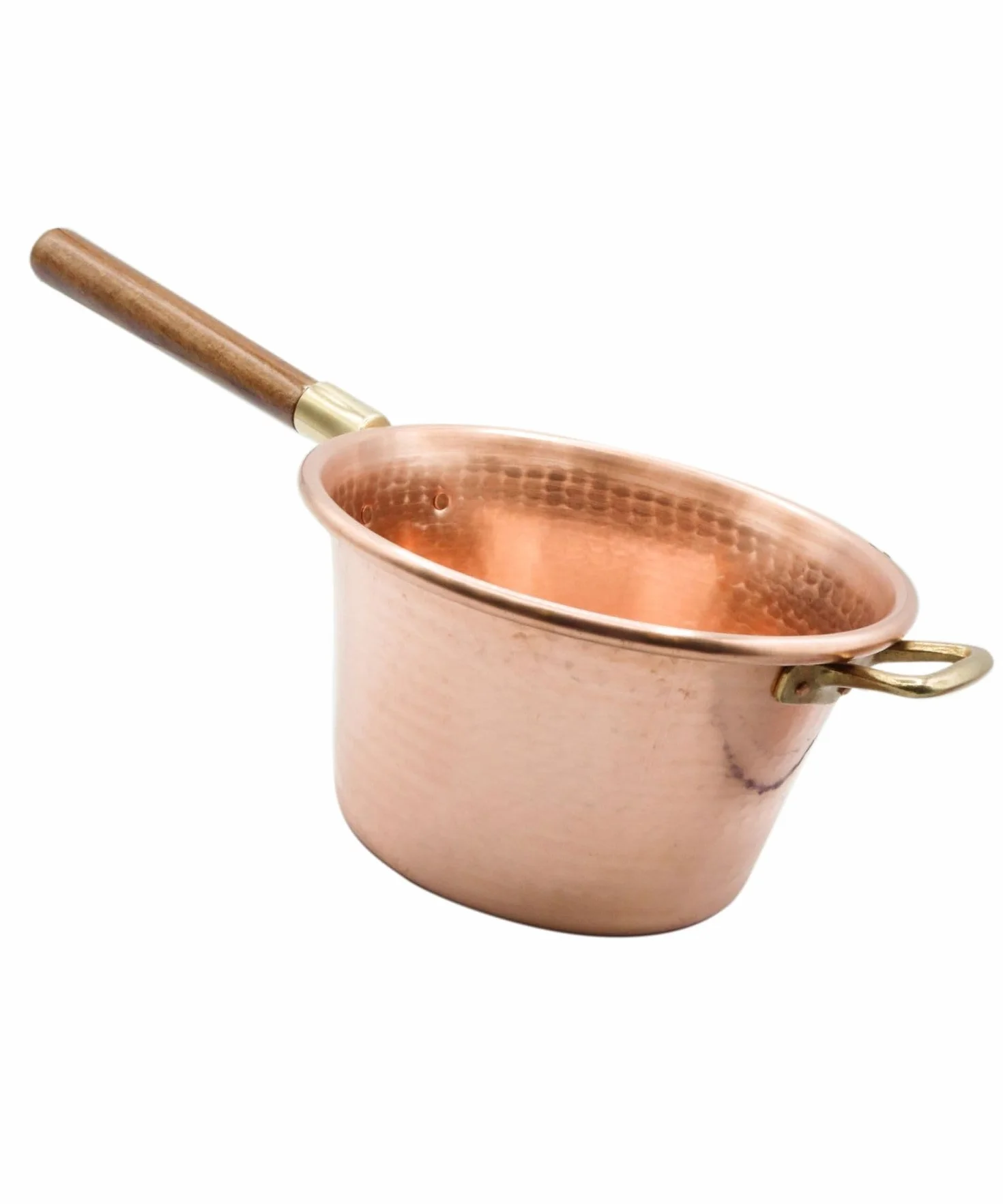 CREARTISTIC Paiolo per Polenta in Rame, 30 cm 6L - Manico Legno, 9 Persone, anche per Marmellata, Formaggi, Pentola Martellata a Mano - Made in Italy