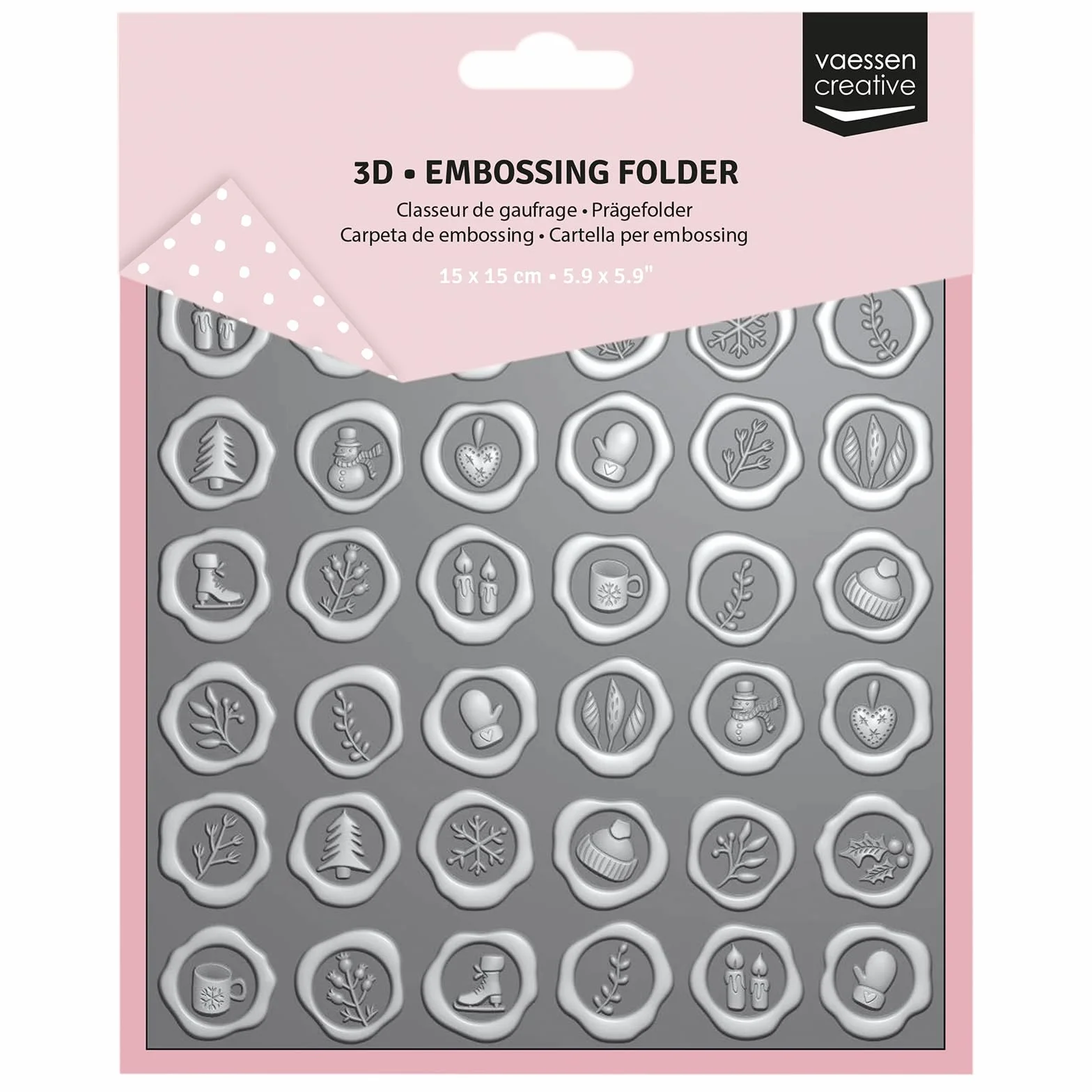Vaessen Creative Cartella per Embossing 3D Sigilli di Carta 15 x 15 cm - Cartelle per Goffratura e Accessori - per Fai da Te, DIY, Biglietti, Artigianato, Scrapbooking e Journaling
