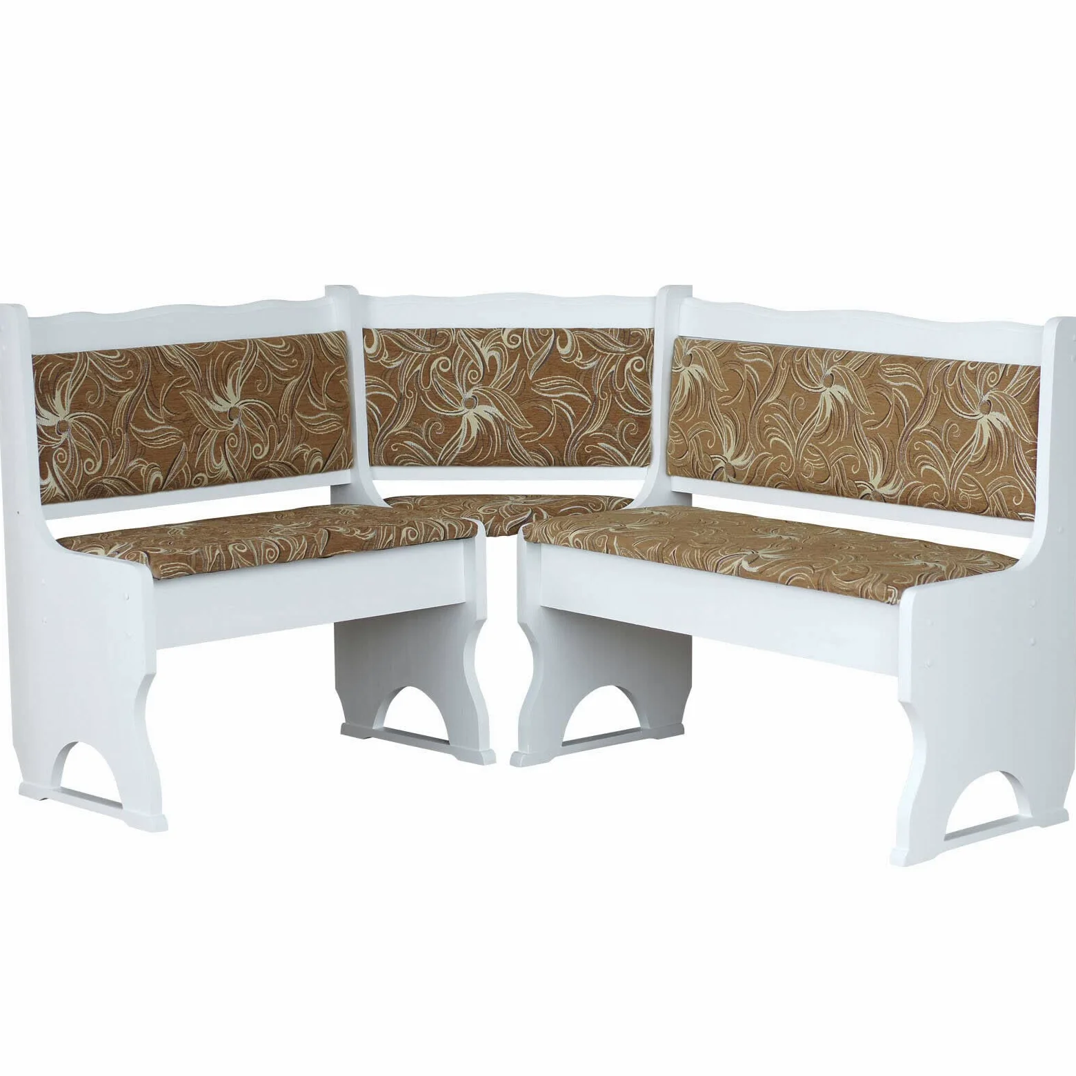k koma Imbottitura Panchina angolare in legno di pino, colore bianco con imbottitura in legno massiccio – nuovo fiore chiaro (120 x 180)