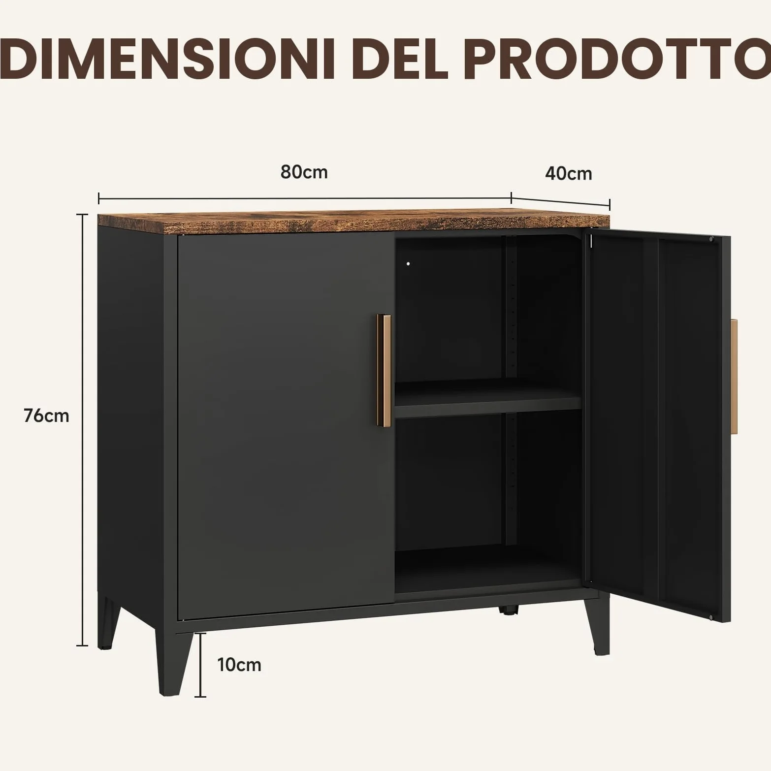 Sightlife Armadio in metallo, mobili da esterno, credenza in metallo, da cucina, da balcone, da giardino, da corridoio, ripiano regolabile, 40 x 80 x 76 cm