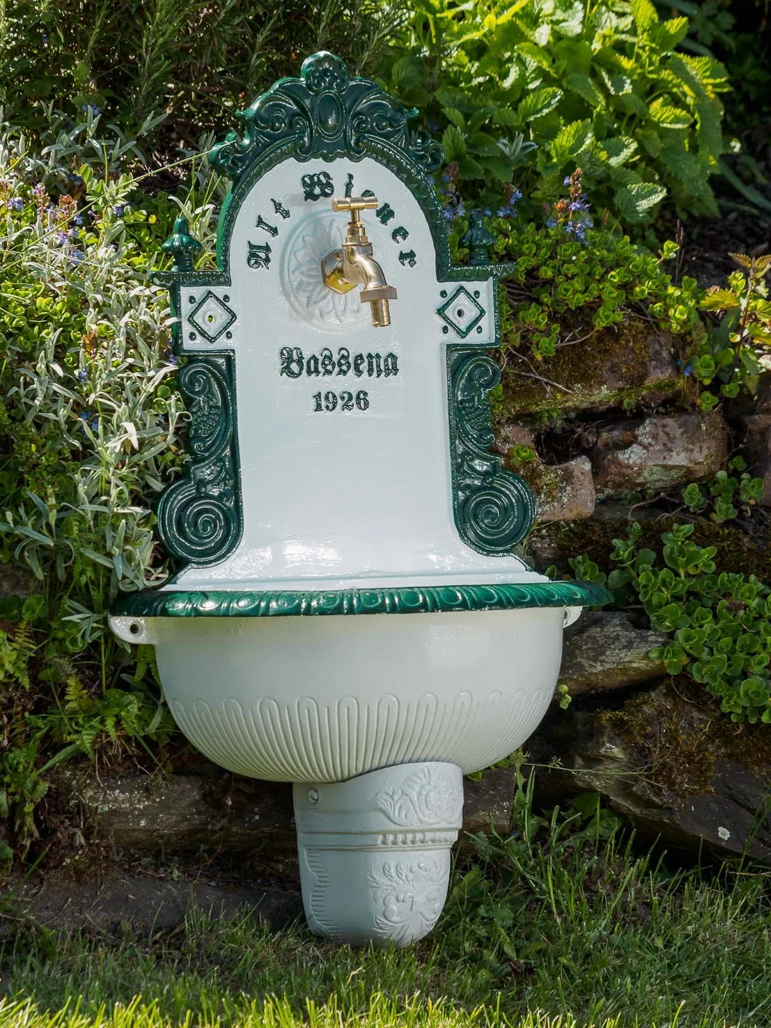 aubaho Lavandino Fontana Alluminio fontane a Muro 72 Centimetri in nostalgico Fontana