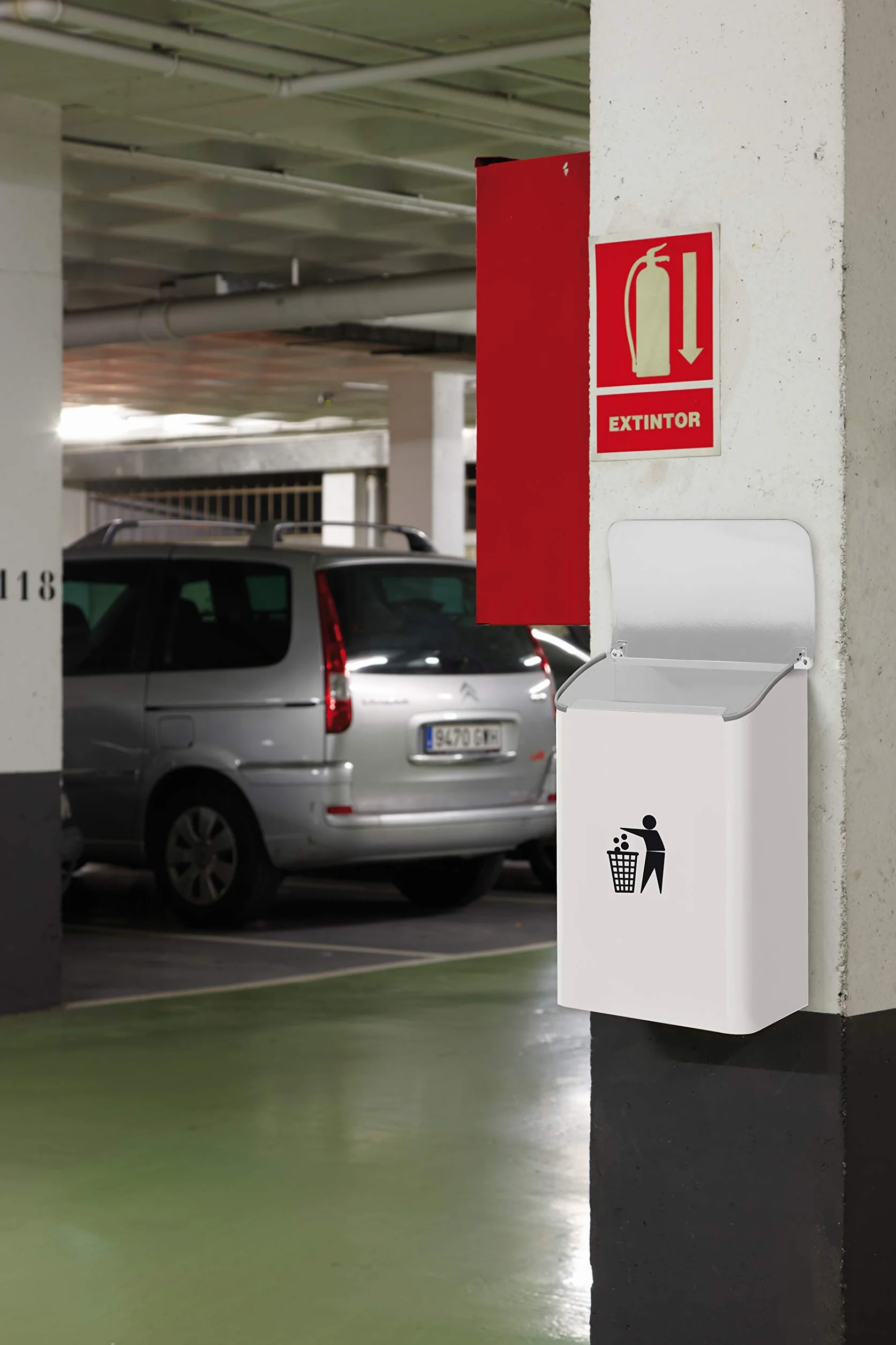 ARREGUI E6101 Cestino portarifiuti a muro in acciaio 18 L bianco