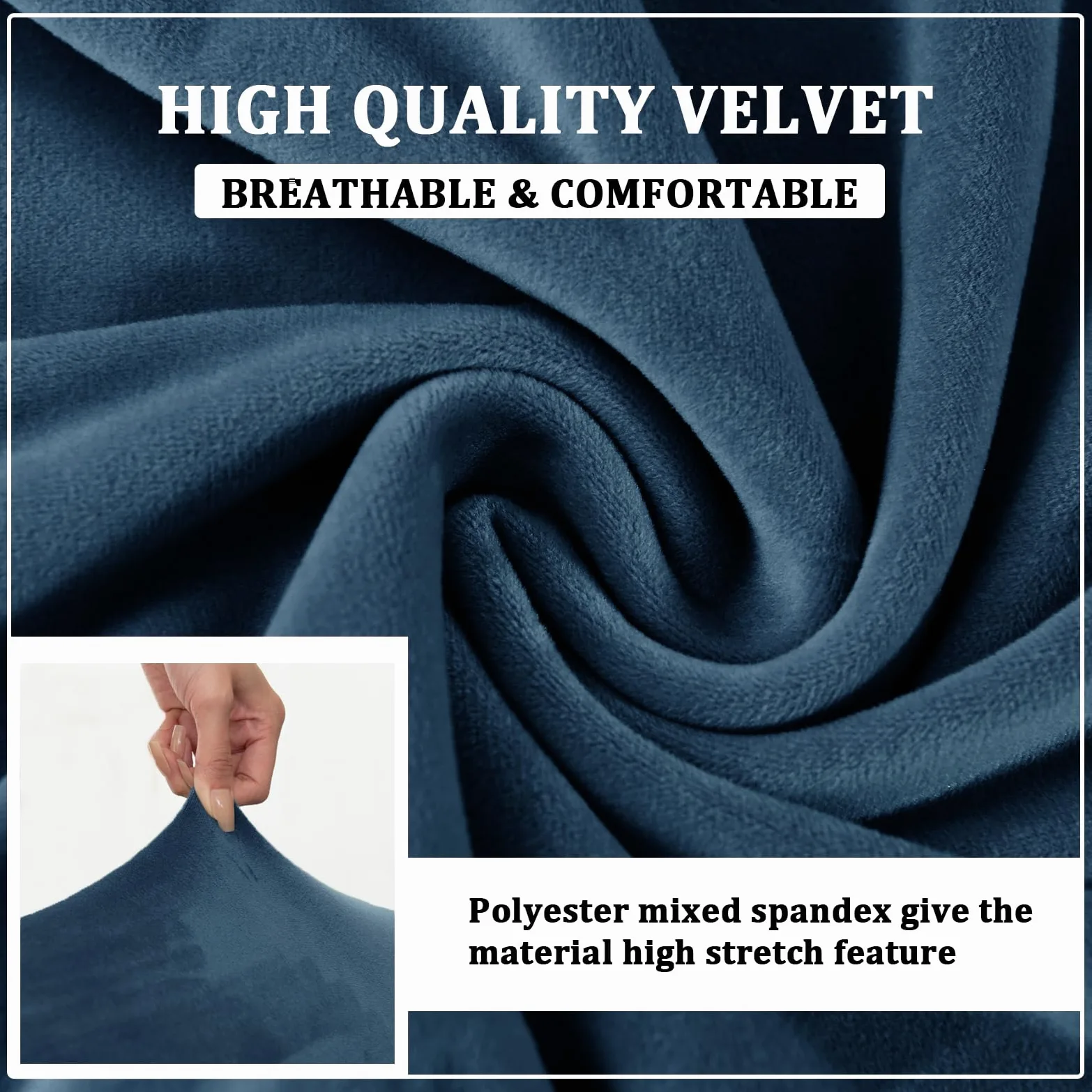 Set di 4 coprisedia elastici in velluto elasticizzato con braccioli, protezione per sedia da ufficio, blu ed elegante, per 2/4/6 sedie