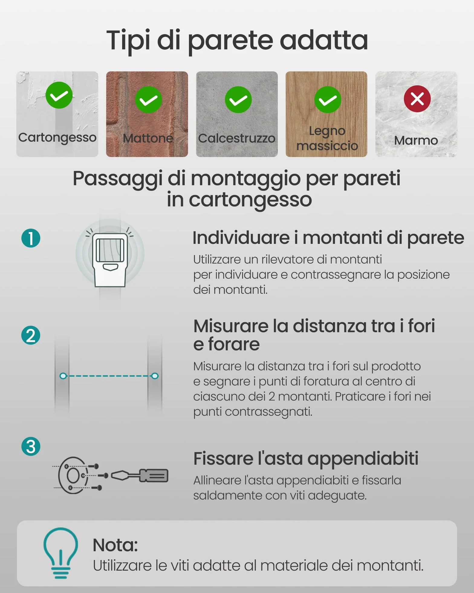 SONGMICS Attaccapanni da Muro Set di 2, Barra Appendiabiti a Parete, 112 x 30 x 29,3 cm, 60 kg, Nero