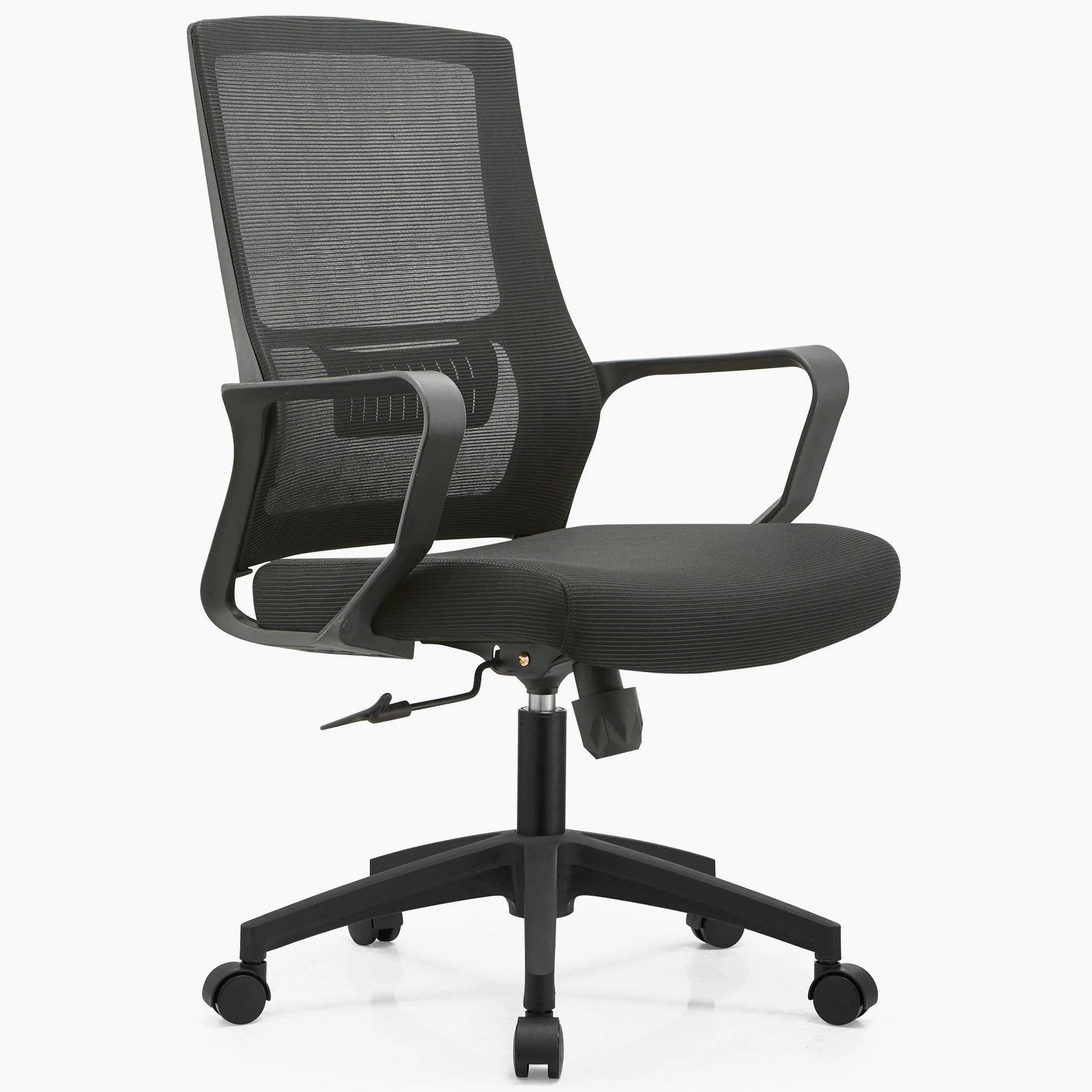 milani home - sedia ufficio girevole con ruote, nero, in polipropilene e metallo, 60 x 62 x 99-109 cm, 60 x 62 cm
