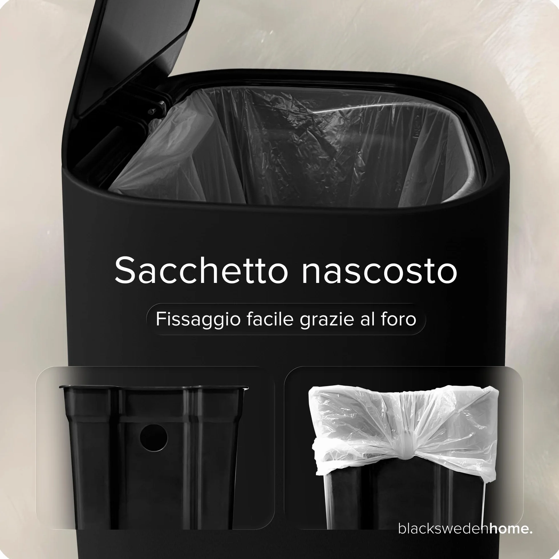 Pattumiera da bagno 5 l con coperchio a chiusura morbida e secchio interno elegante design