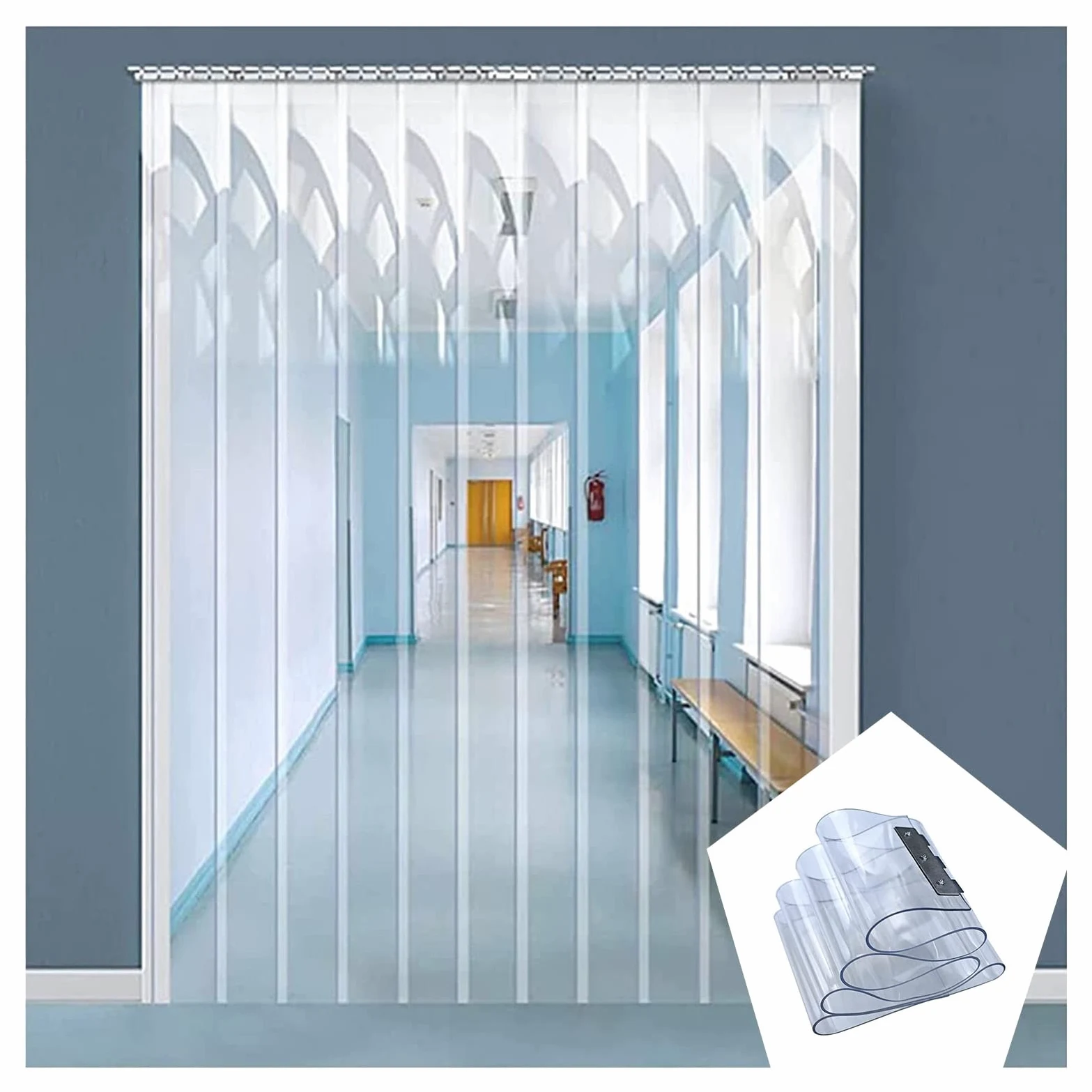 Strisce per Tende in PVC Trasparente Trasparente Impermeabile 1,4mm Strisce di Plastica Tenda della Porta per Industriale, Box Auto, attività Commerciale (Size : 180x280cm)