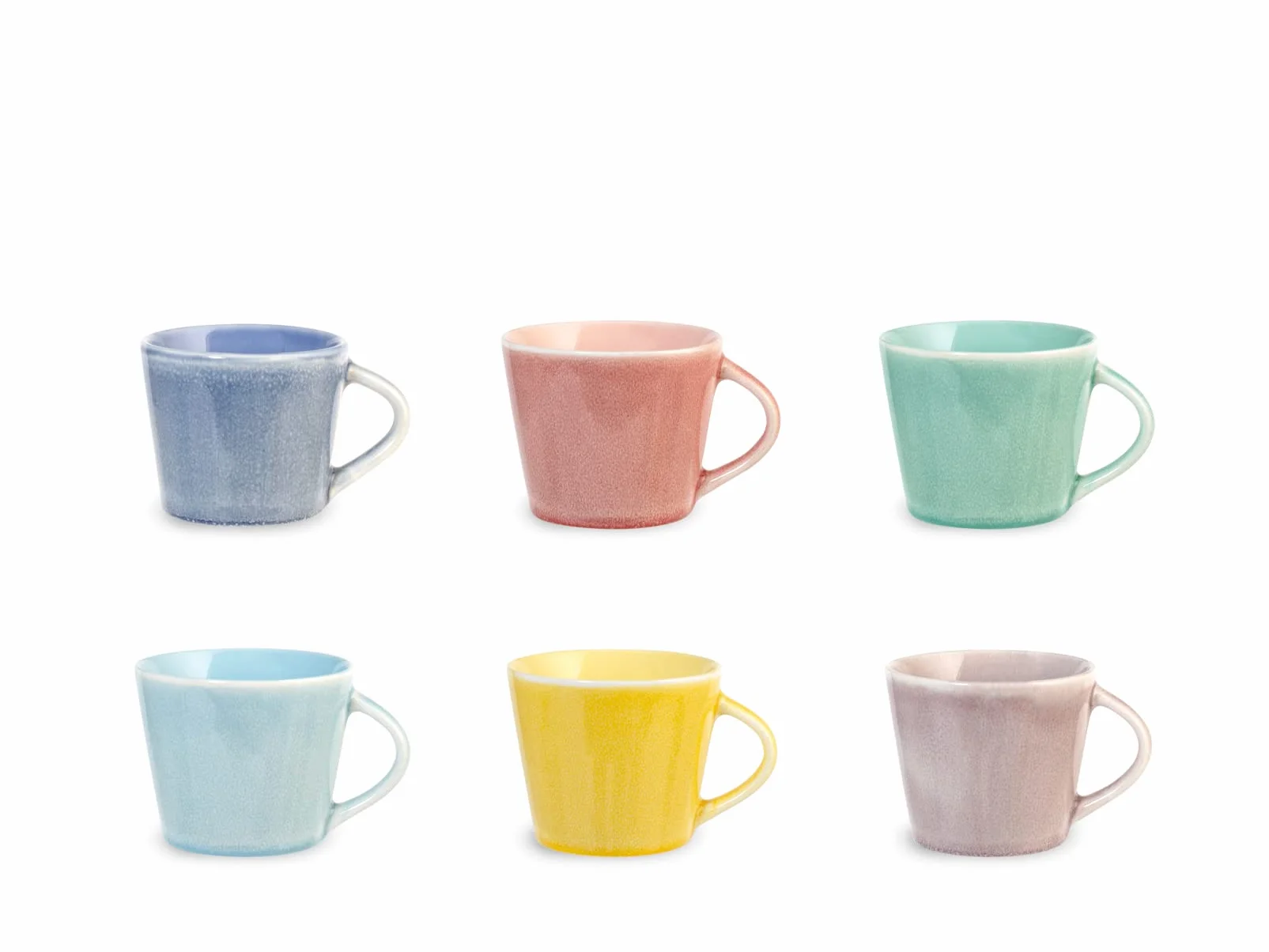 H&H Coachella Set 6 Tazze Caffè, New Bone China, 110cc, Colore, Estate