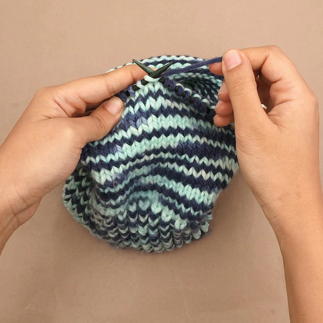 KnitPro Set di Ferri circolari intercambiabili Indigo Wood Short, 3,00 mm - 6,00 mm