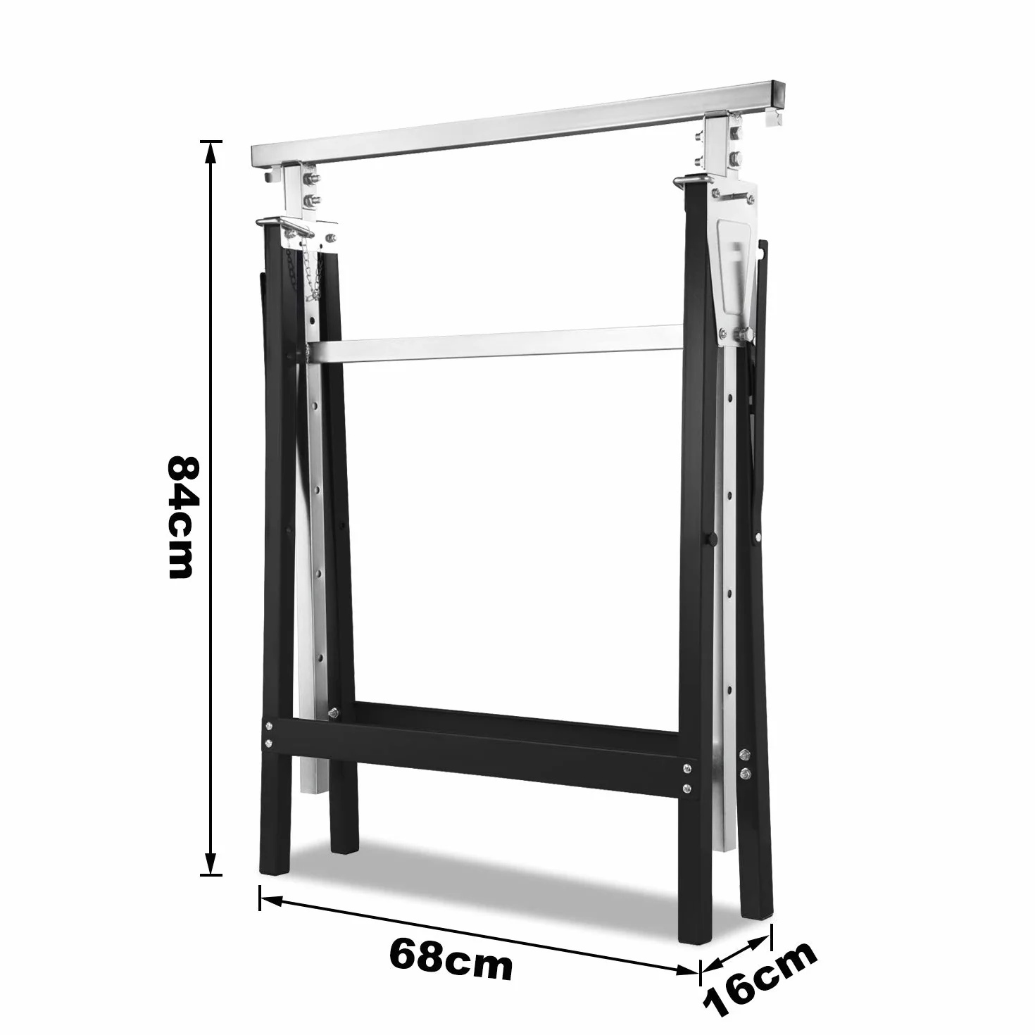 Cavalletto pieghevole metallo 200 kg 7 posizioni altezza regolabile 80-130 cm