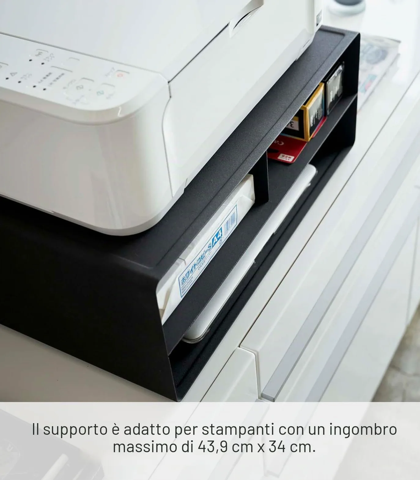 YAMAZAKI home Tower Supporti per Stampante, Acciaio, Magnete, Silicone, Nero