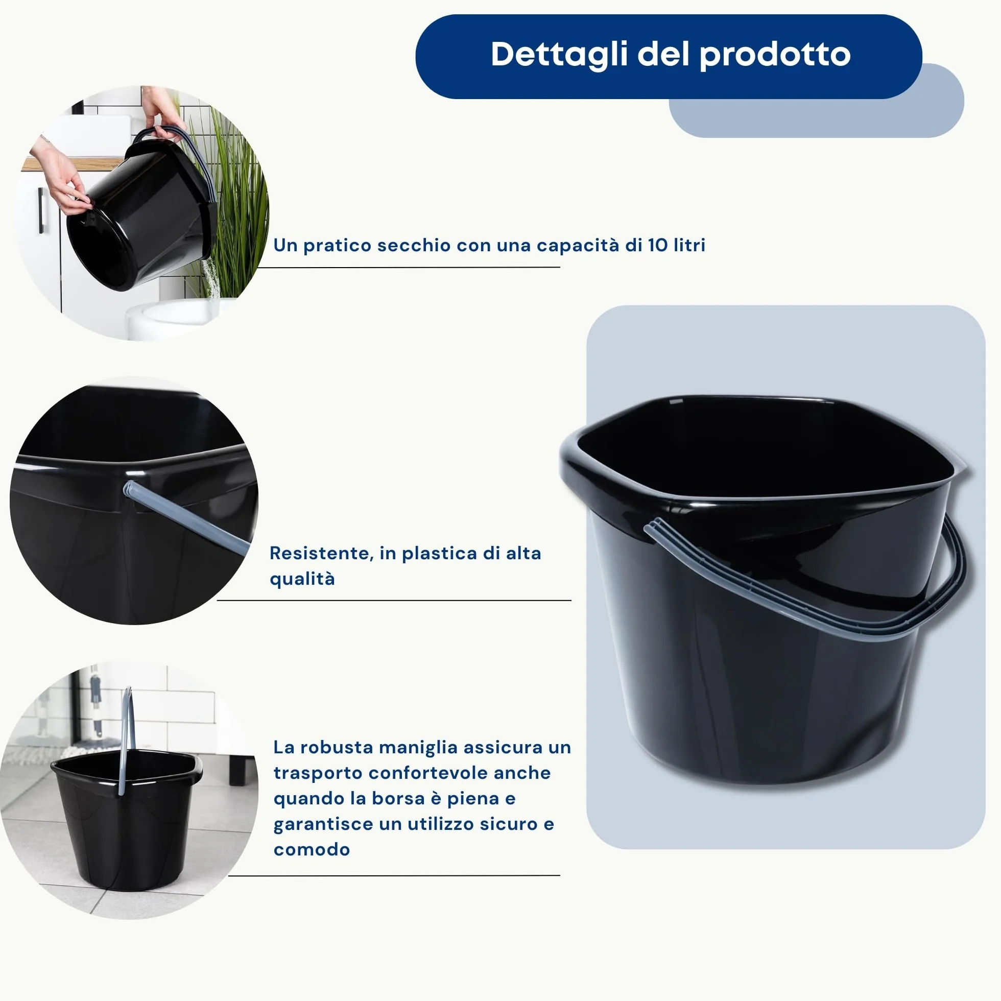 Secchio per tacchino, in plastica, nero, 10 l