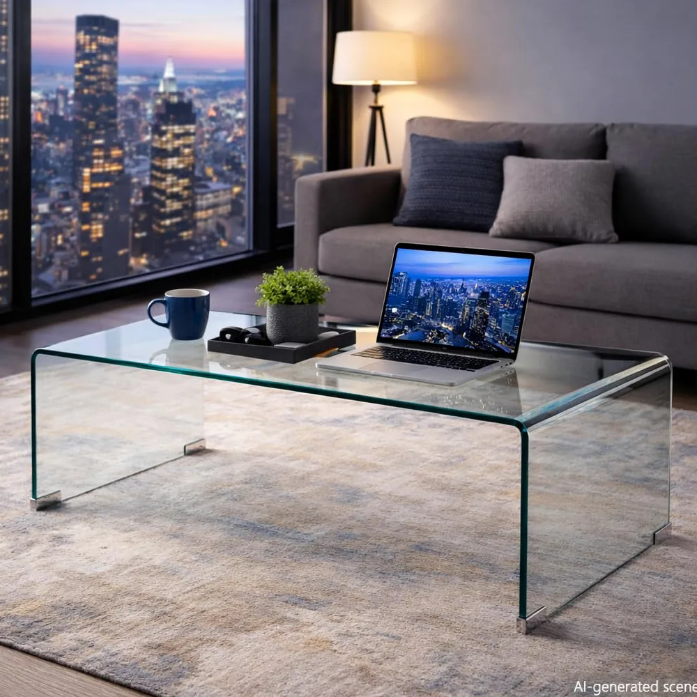 vidaXL Salontafel 98x45x30 cm gehard glas transparant