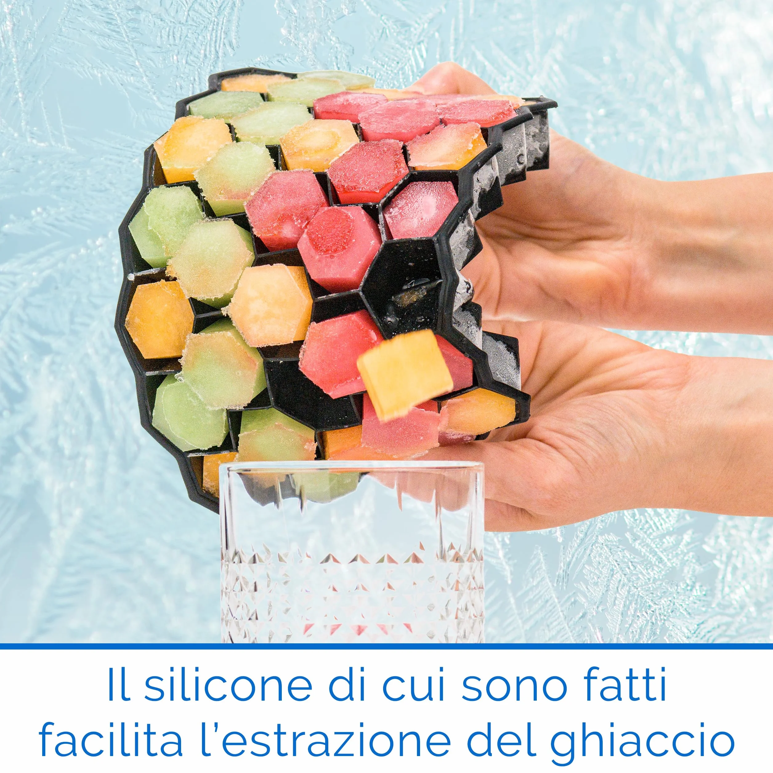 Set da 2 Stampo Ghiaccio in Silicone con Coperchio 74 Cubetti, Senza BPA