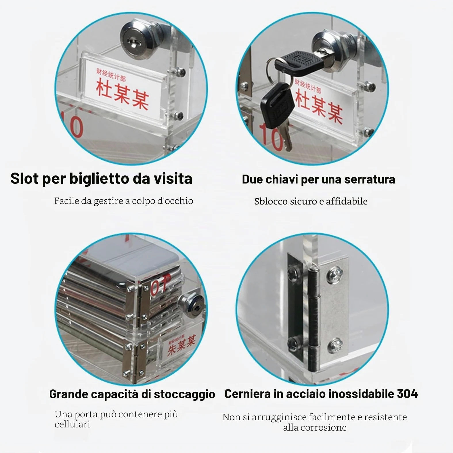Armadio cassaforte per la conservazione di telefoni cellulari Trasparente con casellari numerati 12/15/20 Scomparti con Serratura Adatto per scuole fabbriche Sale d'esame(20 Slots)