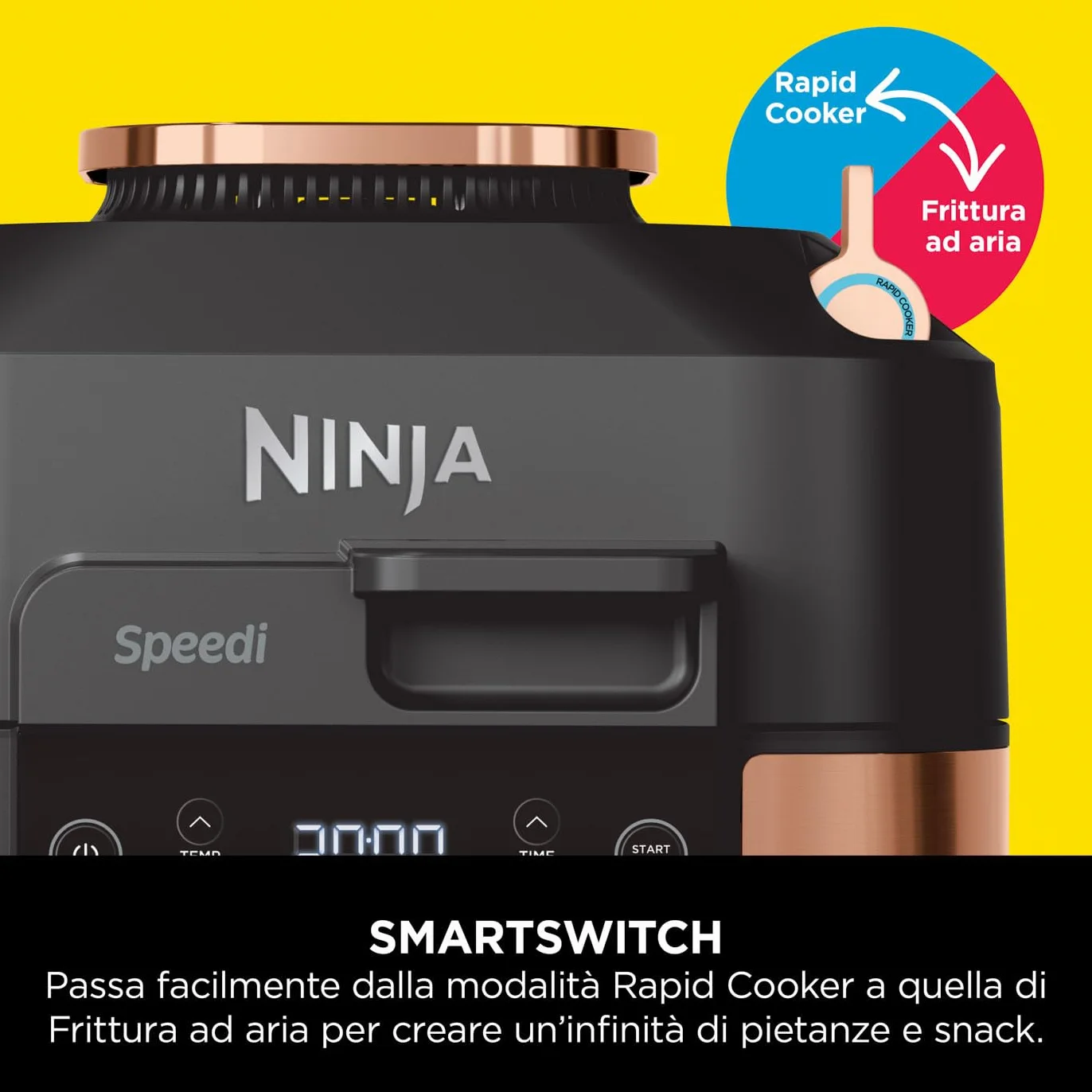 Ninja Speedi Pentola Elettrica Rapida 10 in 1, Friggitrice ad Aria 5,7 l, Nero/Rame ON400EUCP