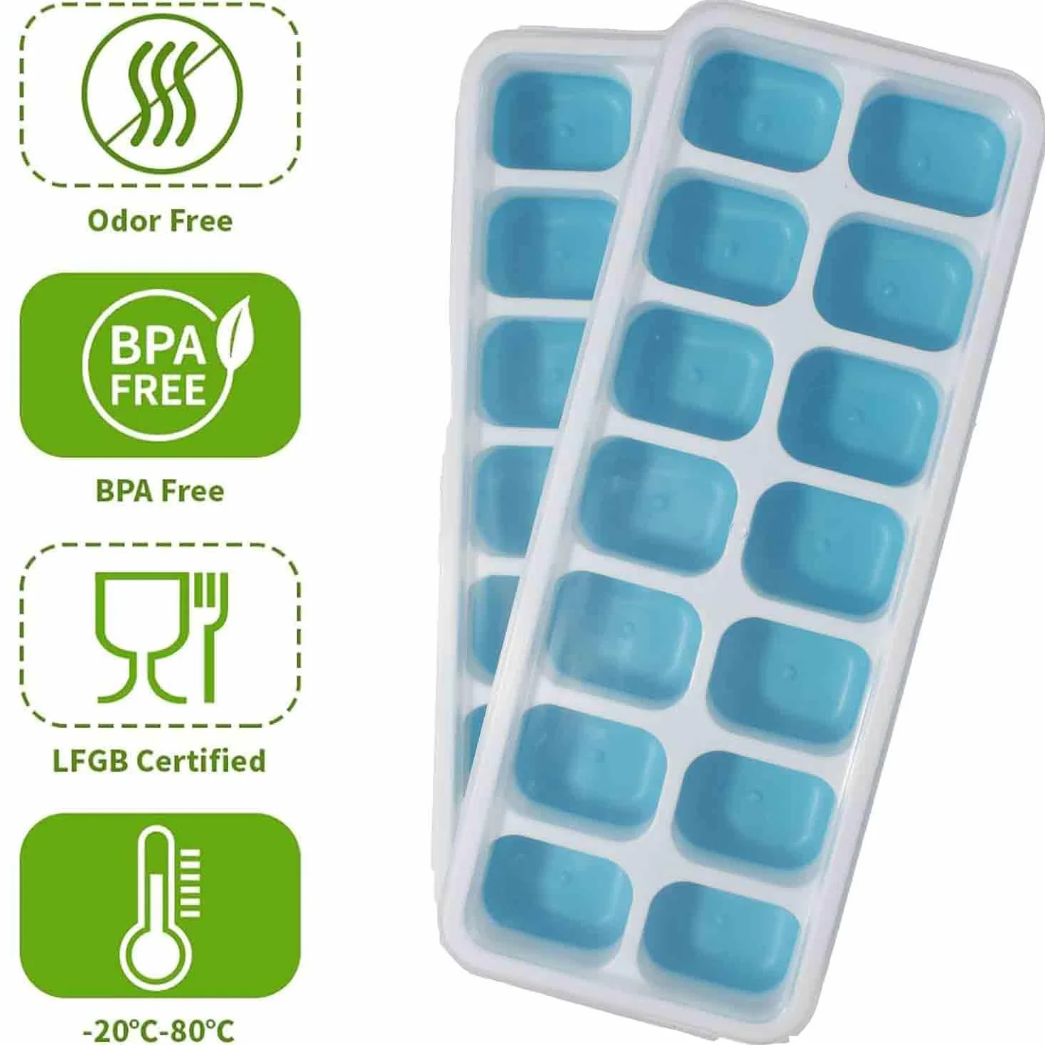 Stampi per Ghiaccio 4 Pezzi 56 Cubetti Riutilizzabili con Coperchio Antigoccia Senza BPA