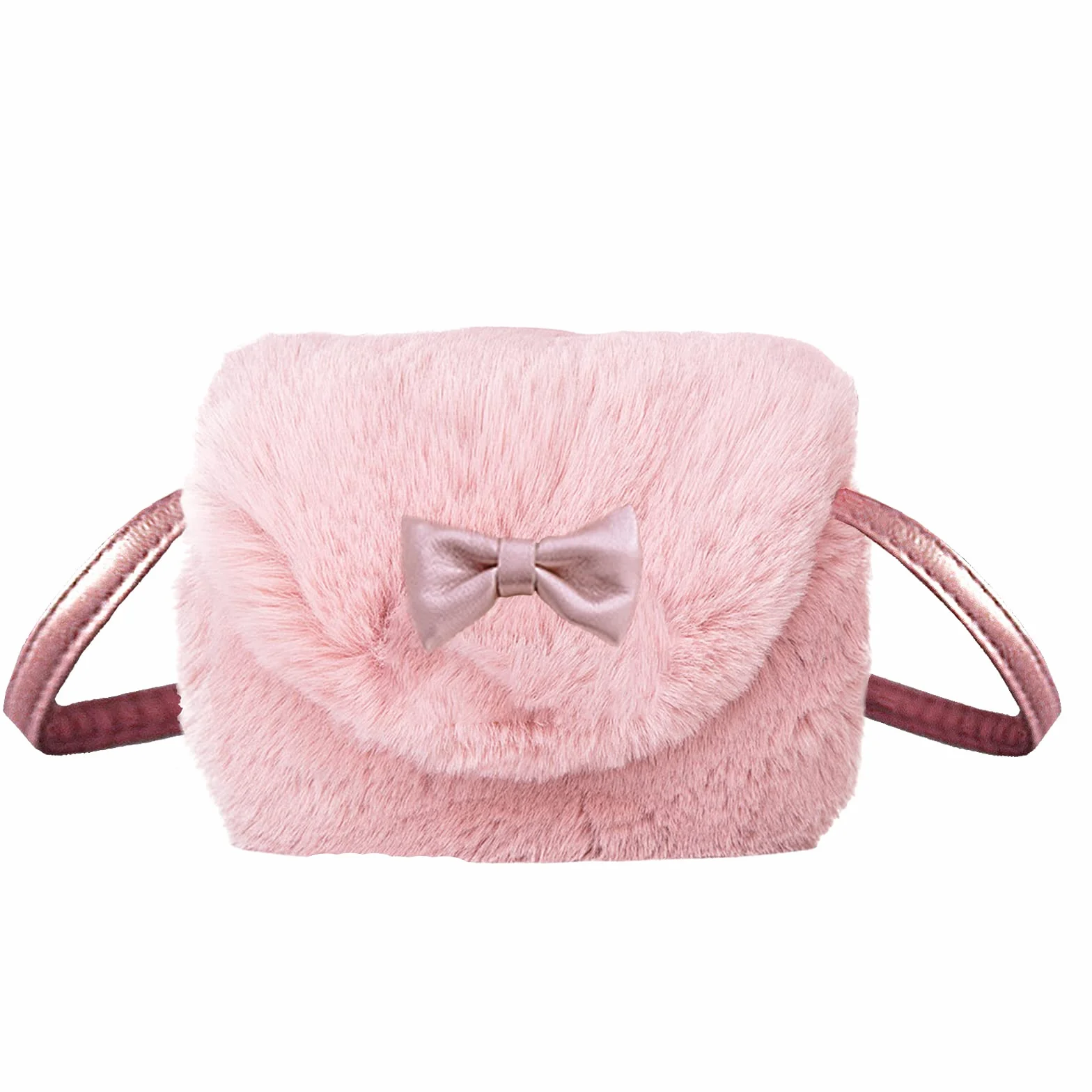 Borsa Piccola in Peluche, Borsetta Principessa Peluche, Borsa Peluche Bambina, per Bambini 3-5 Anni, Contenitore Chiavi, Fazzoletti, Maschere, Carte (Rosa)