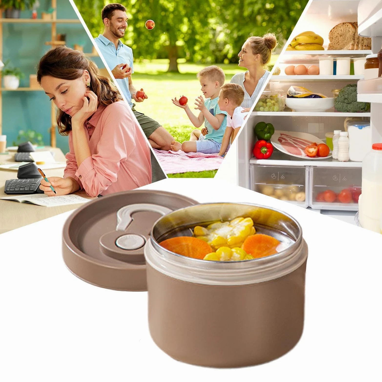 Contenitore Termico per Alimenti in Acciaio Inox, Ideale per la Preparazione dei pasti e per conservare Gli Alimenti in Modo Pratico e Veloce.