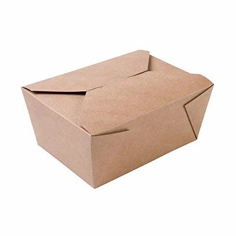 Contenitore per Alimenti da Asporto I Scatola per Alimenti con Coperchio Pieghevole 1200 ml I Scatola di Cartone Kraft compostabile Marrone I 300 Vaschette di Cartone Monouso rettangolari