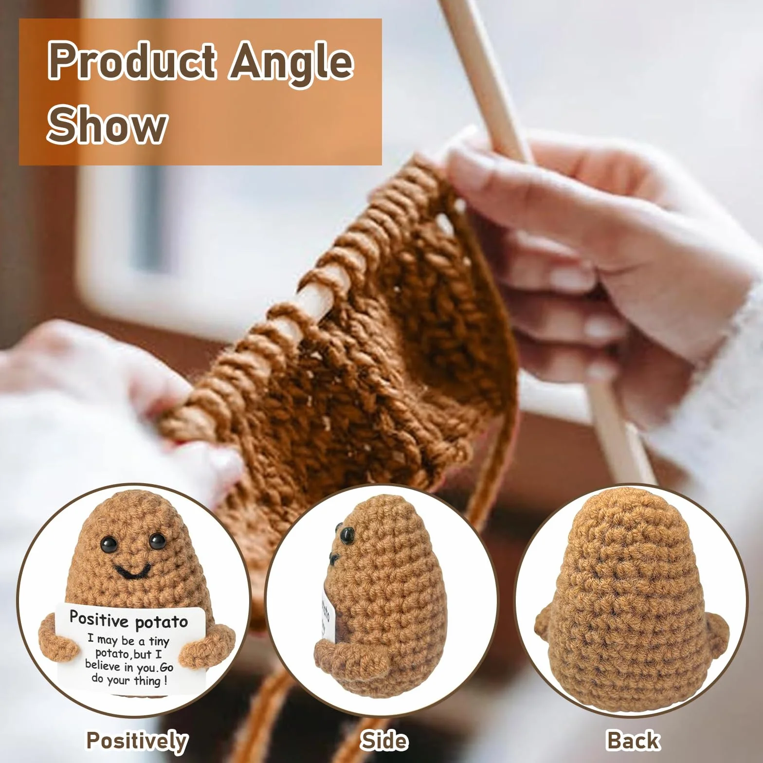 Mini Knitted Potato Set Pocket Hug Creative Knitted Wool Potato Girasole Doll Girasole per donne, regalo di addio, migliore amica