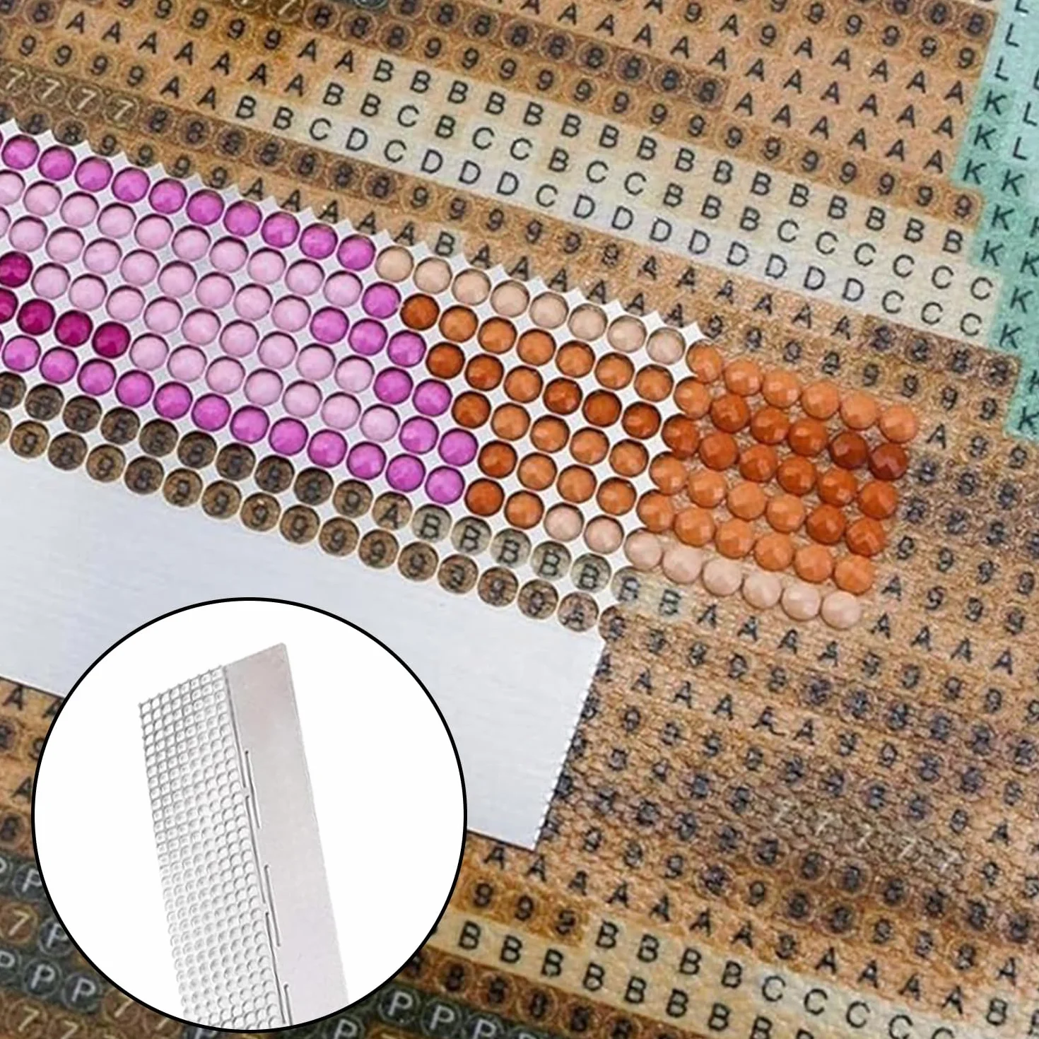 Righello per Pittura Diamante in Acciaio Inossidabile, Strumento Fai da Te per Diamanti Rotondi e Mezzi (Argento)