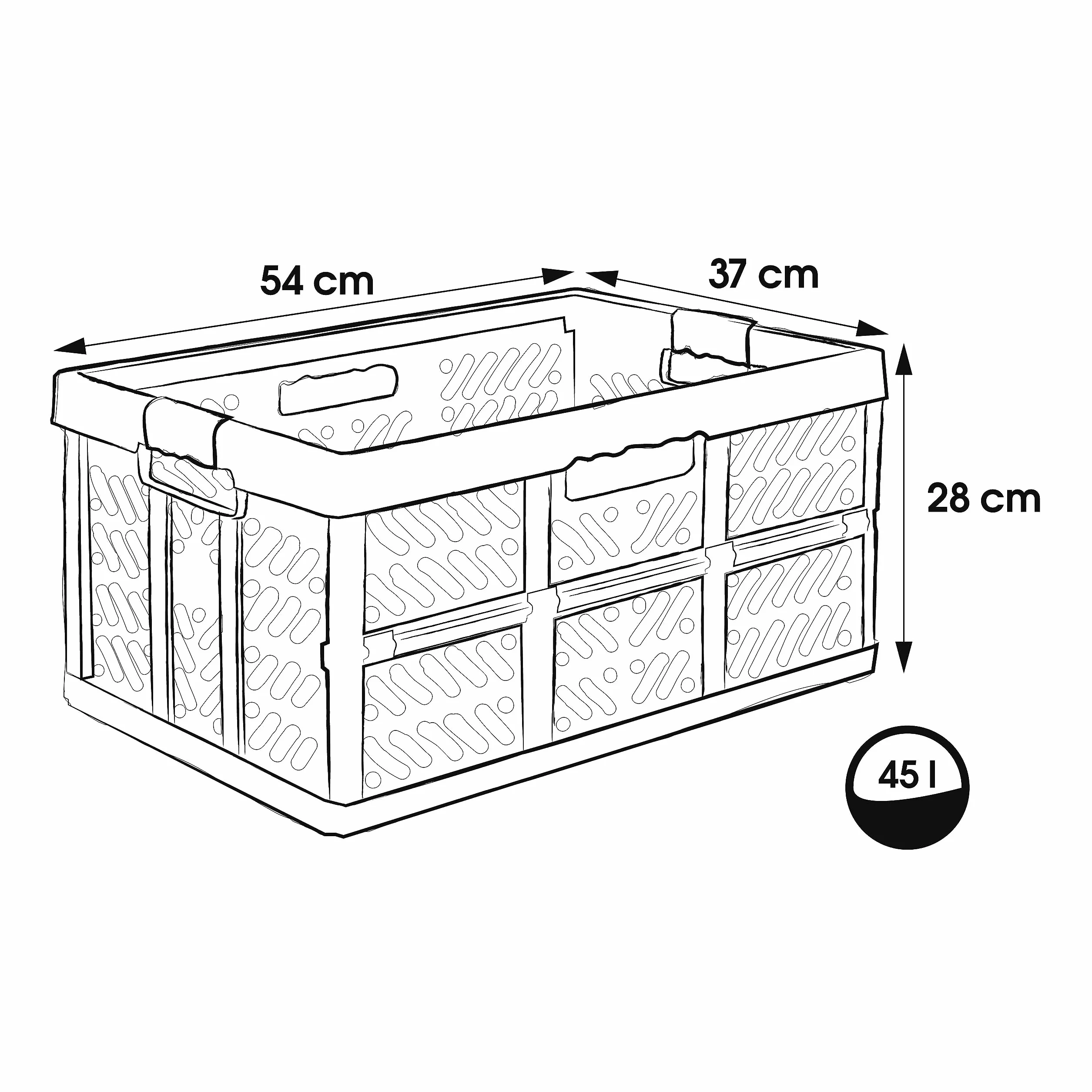 Keepper Robusti Box Contenitori Pieghevoli 54x37x28 cm 45 L Grigio Chiaro