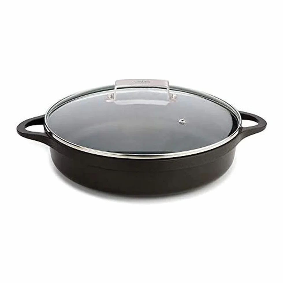 Valira Cazuelas Casseruola Bassa Premium 32 cm z Patelnią Antypaleniem, Wzmocniony Alumin, Odporny na Indukcję z Pokrywką i Uchwyty