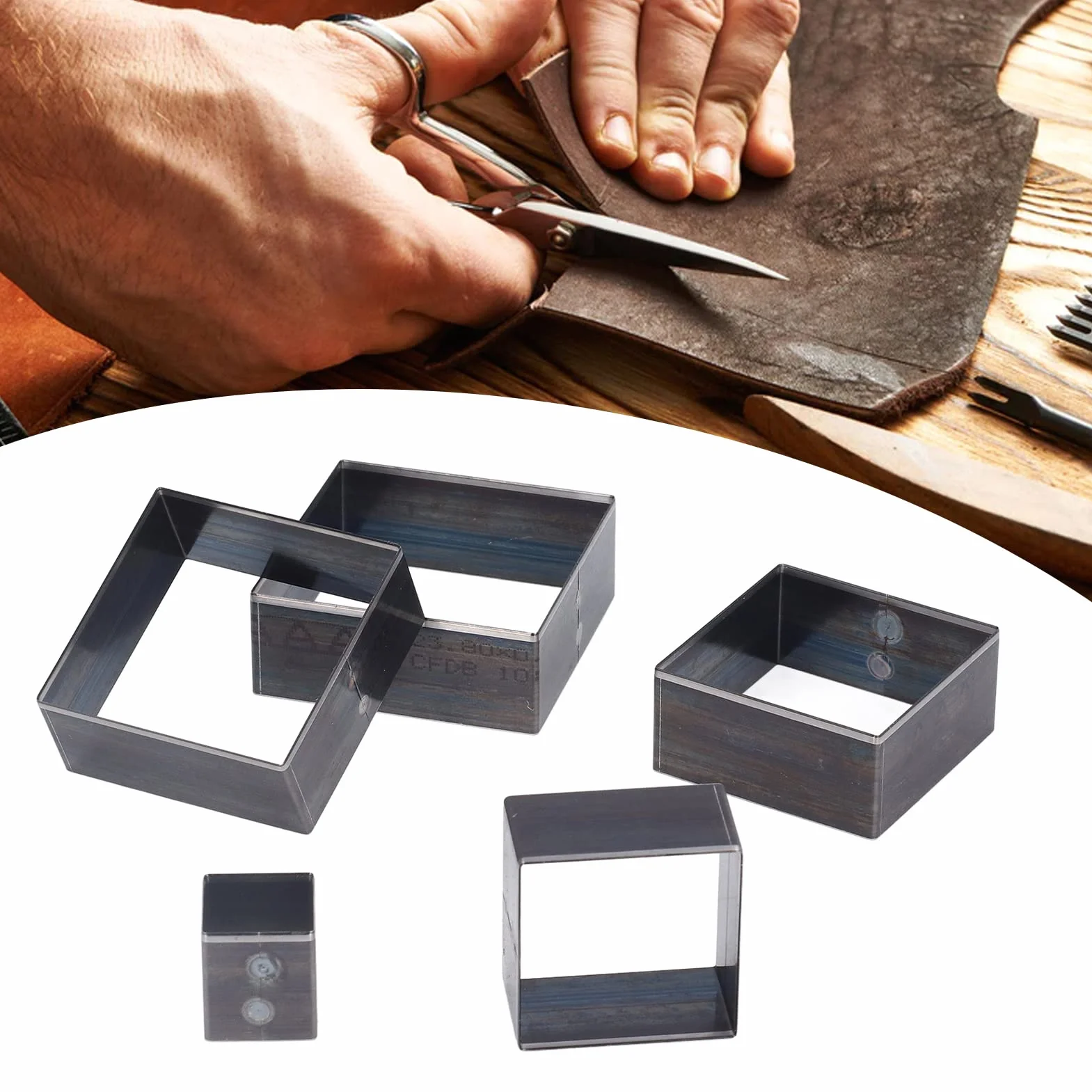Fustella per Punzonatura in Pelle, Fustella Quadrata in Pelle 5mm‑60mm Fustella per Punzonatura per Artigianato in Pelle Fai-da-te Fatto a Mano, Fustellati