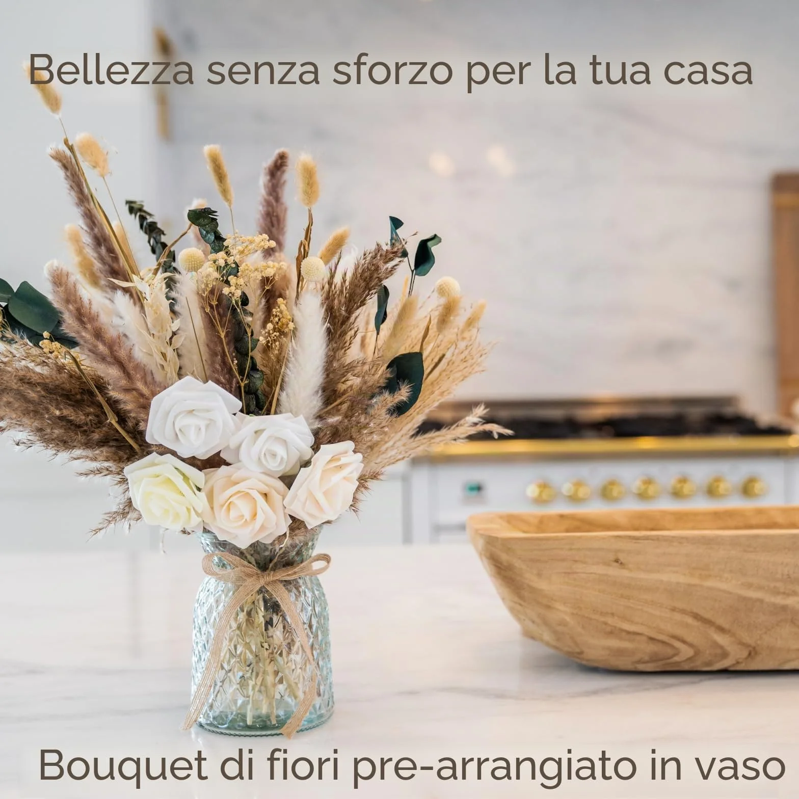 100 composizioni floreali artificiali con vaso, erba della pampa con vaso incluso per tavolo da pranzo centrotavola, centrotavola floreale, decorazione per tavolino da caffè, fiori finti natalizi in