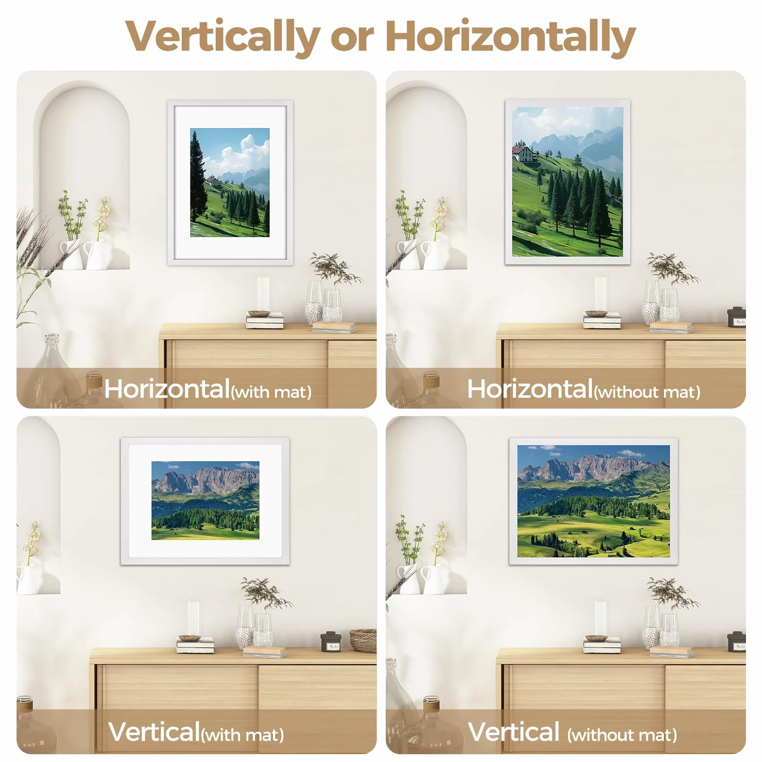 Cornice portafoto A4 21x29,7 cm DIN A4 vetro acrilico legno bianco parete orizzontale verticale