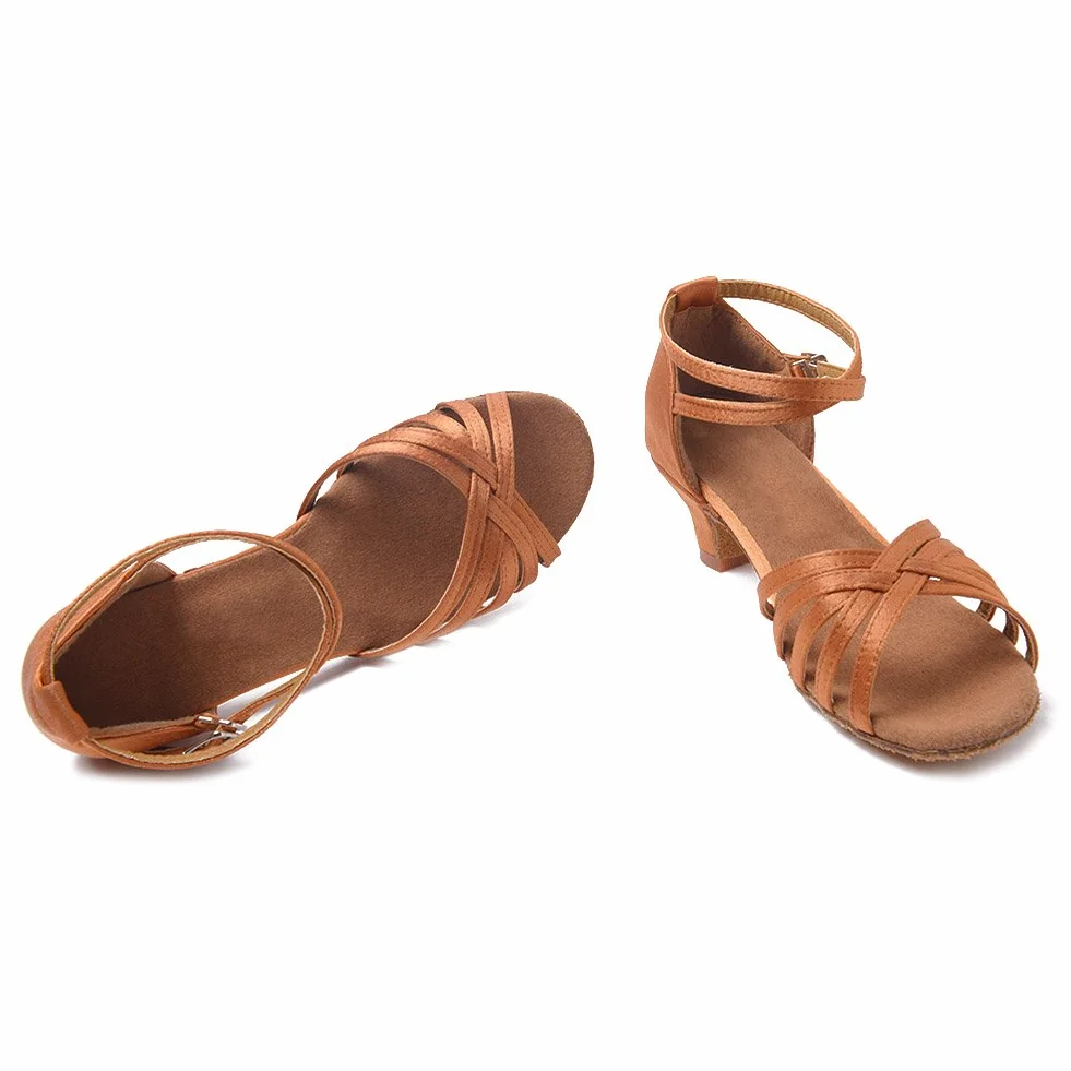 HROYL Scarpe da Ballo Latino Americano Ragazza Salsa Bambina Tacco 4cm