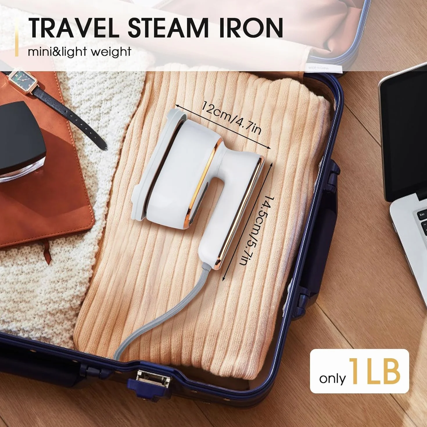 Ferro da Stiro Portatile 1000W 100ml 2 in 1 Vapore Pieghevole per Viaggio