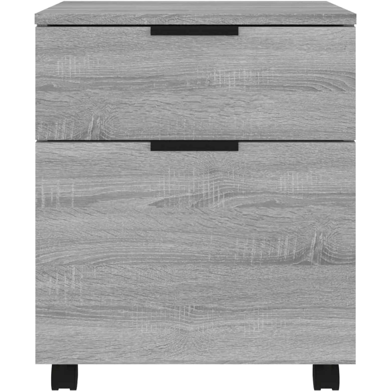 Gecheer Raccoglitore mobile con ruote Sonoma grigio 45 x 38 x 54 cm legno, portaoggetti per documenti a rotelle con cassetto e vano, armadio laterale per ufficio a casa soggiorno