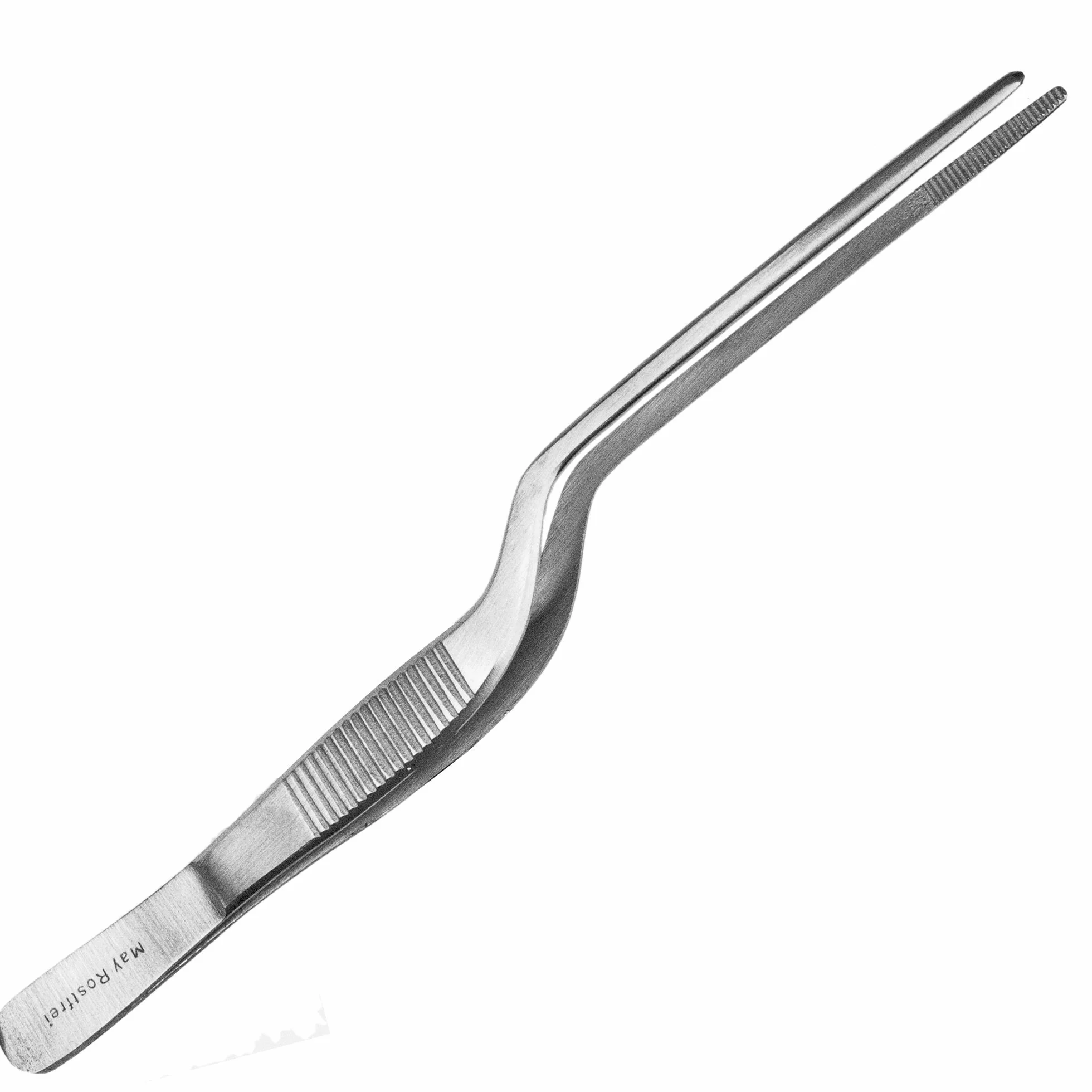 May - Pinze cucina - Pinze da cucina - Pinzette per impiattare - Pinza doppio a gomito - Acciaio inossidabile - 14 cm