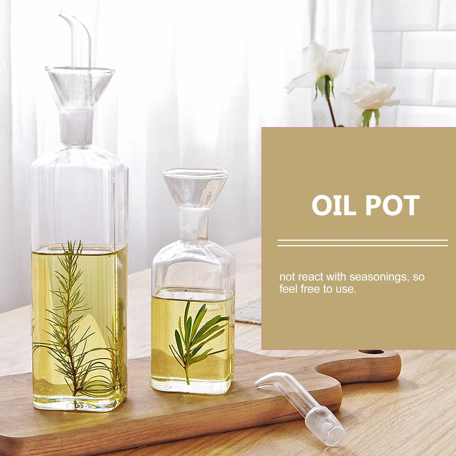 SHINEOFI Distributore Olio e Aceto Vetro Borosilicato Satinato 1 Litro Beccuccio Dosatore
