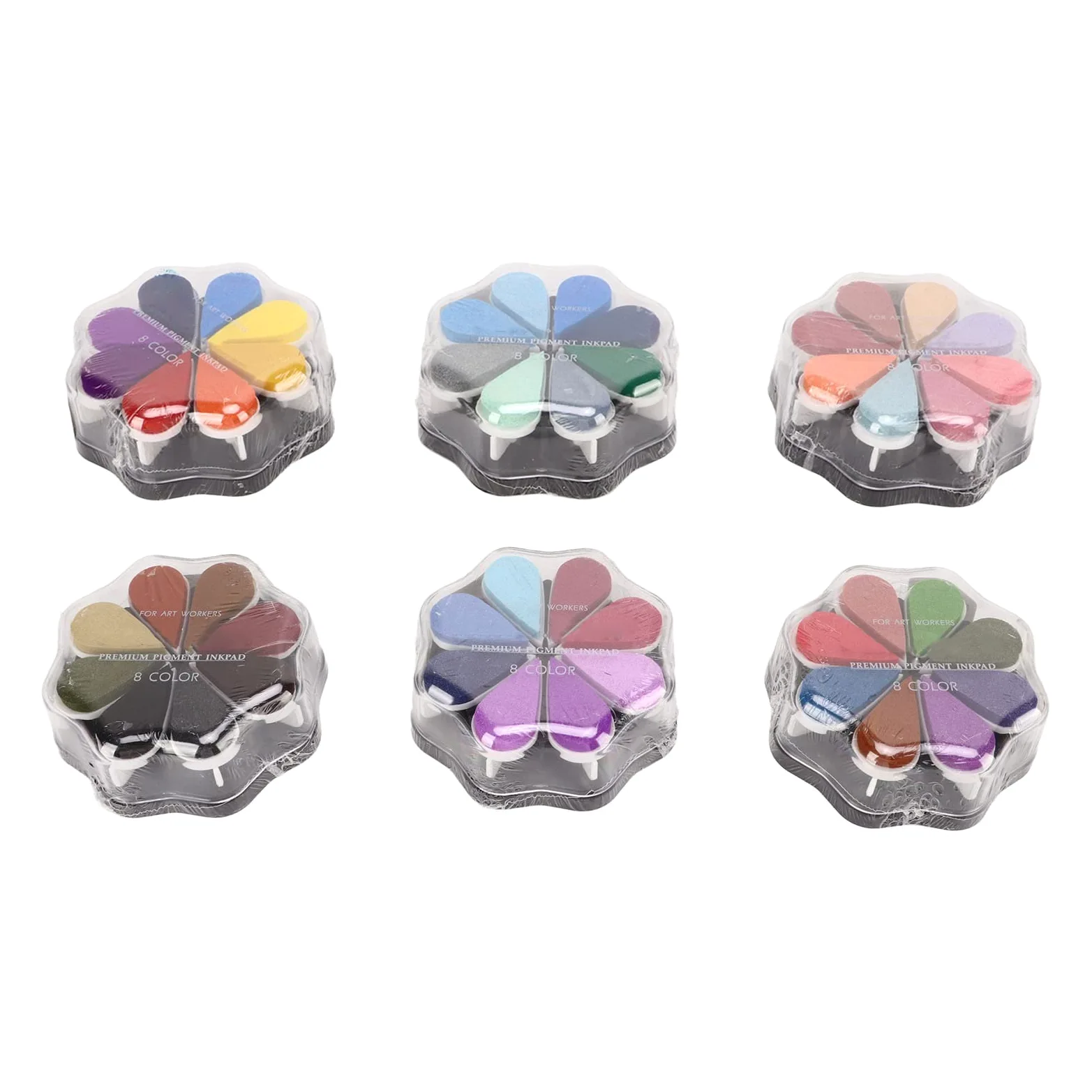 Tampone di inchiostro, 48 tamponi di inchiostro a petalo di colori metallici, confezione individuale Tampone di inchiostro per timbri a forma di fiore da colorare fai-da-te