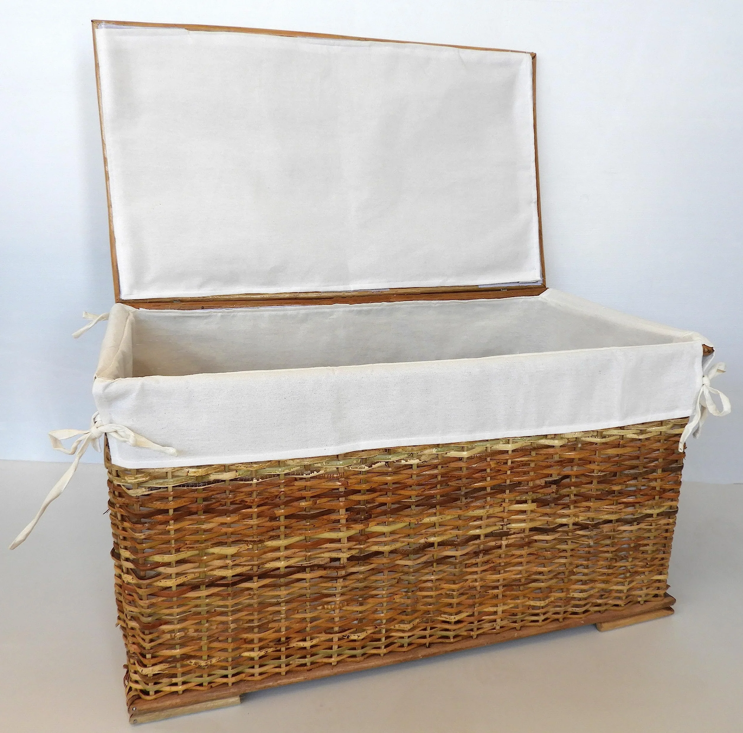 cesto vimini baule porta biancheria rattan portbiancheria fodera cotone cm 70x38x40 H