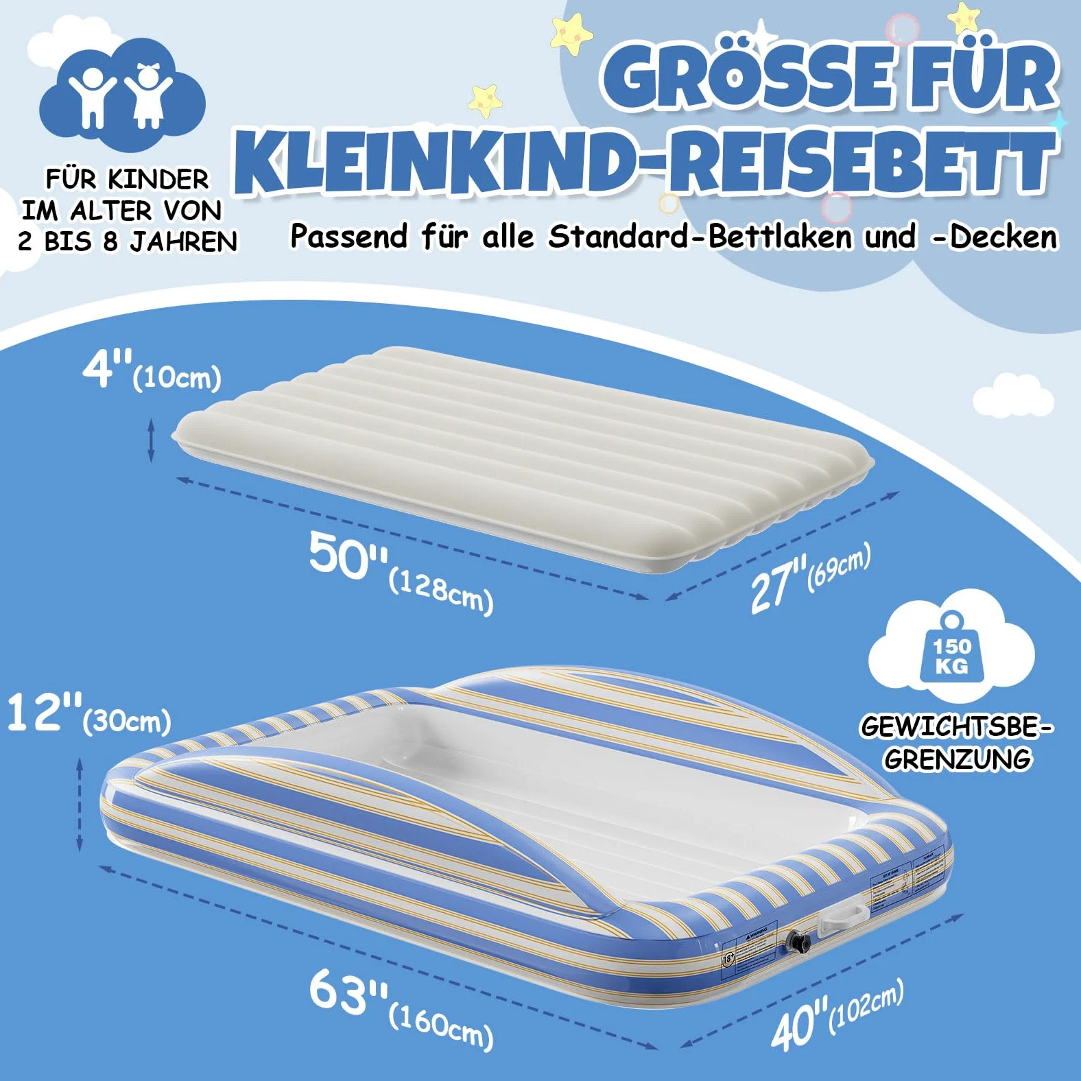 Luxchoice Materasso Gonfiabile Singolo per Bambini con Pompa Elettrica - Letto Gonfiabile con Sponde di Sicurezza Superficie Morbida Floccata Perfetto per Viaggi Campeggio e Uso Domestico