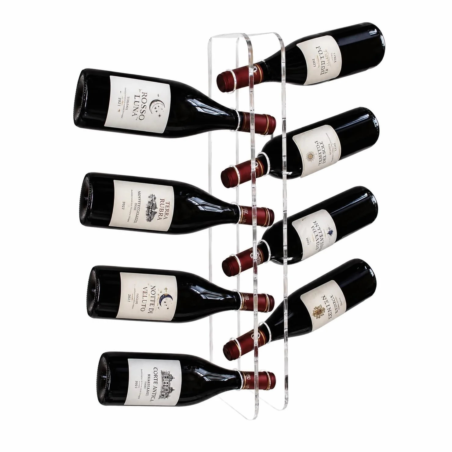 Agplex Cantinetta Vino - Portabottiglie Vino da Parete in vetro acrilico plexig. - Porta Bottiglie di Vino trasparente (Capacità 10 Bottiglie)